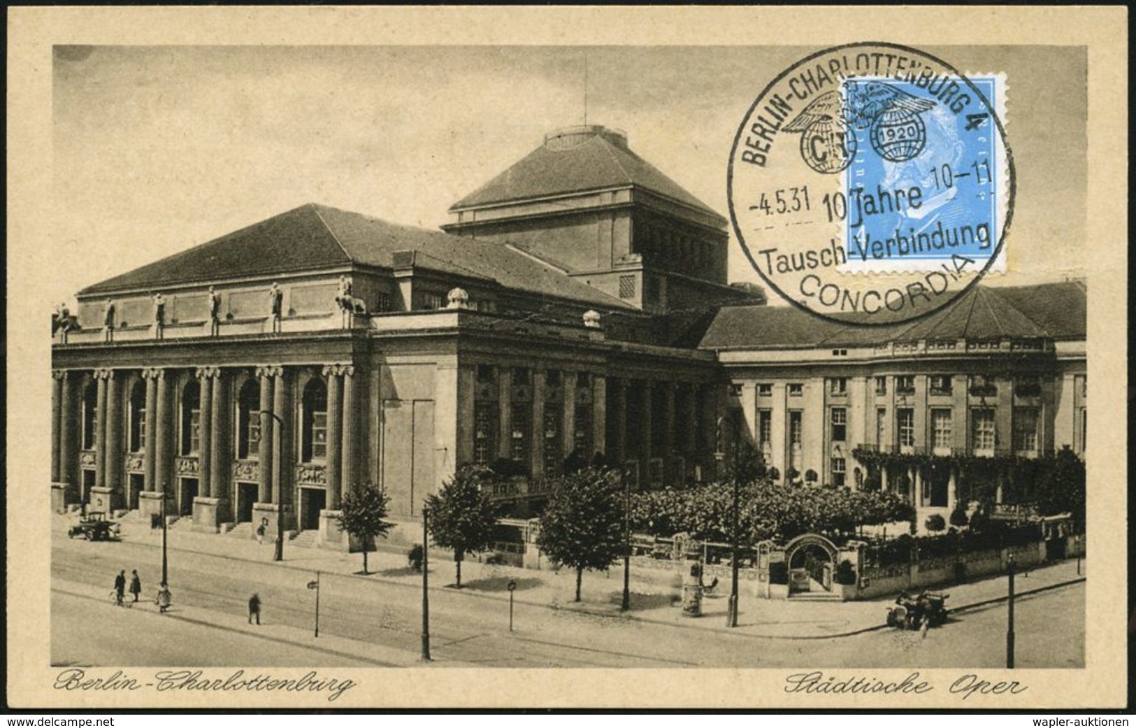 BERLIN-CHARLOTTENBURG 4/ 10 Jahre/ Tausch-Verbindung/ CONCORDIA 1931 (4.5.) Seltener SSt (Adler über 2 Globen) Vs. Auf I - Philatelic Exhibitions