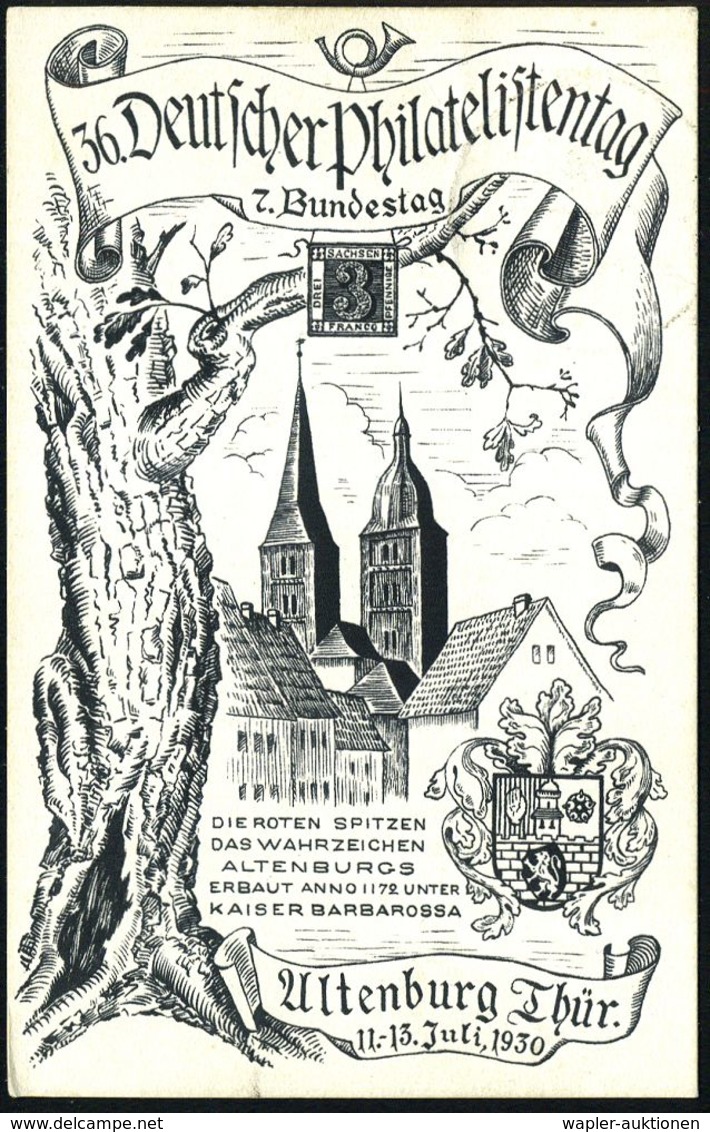 ALTENBURG/ (THÜRING)/ 1/ 36.Deutscher Philat.Tag/ 7.Bundestag 1930 (Juli) SSt (oben Gering Nicht Voll) Sauber Auf PP 8 P - Expositions Philatéliques