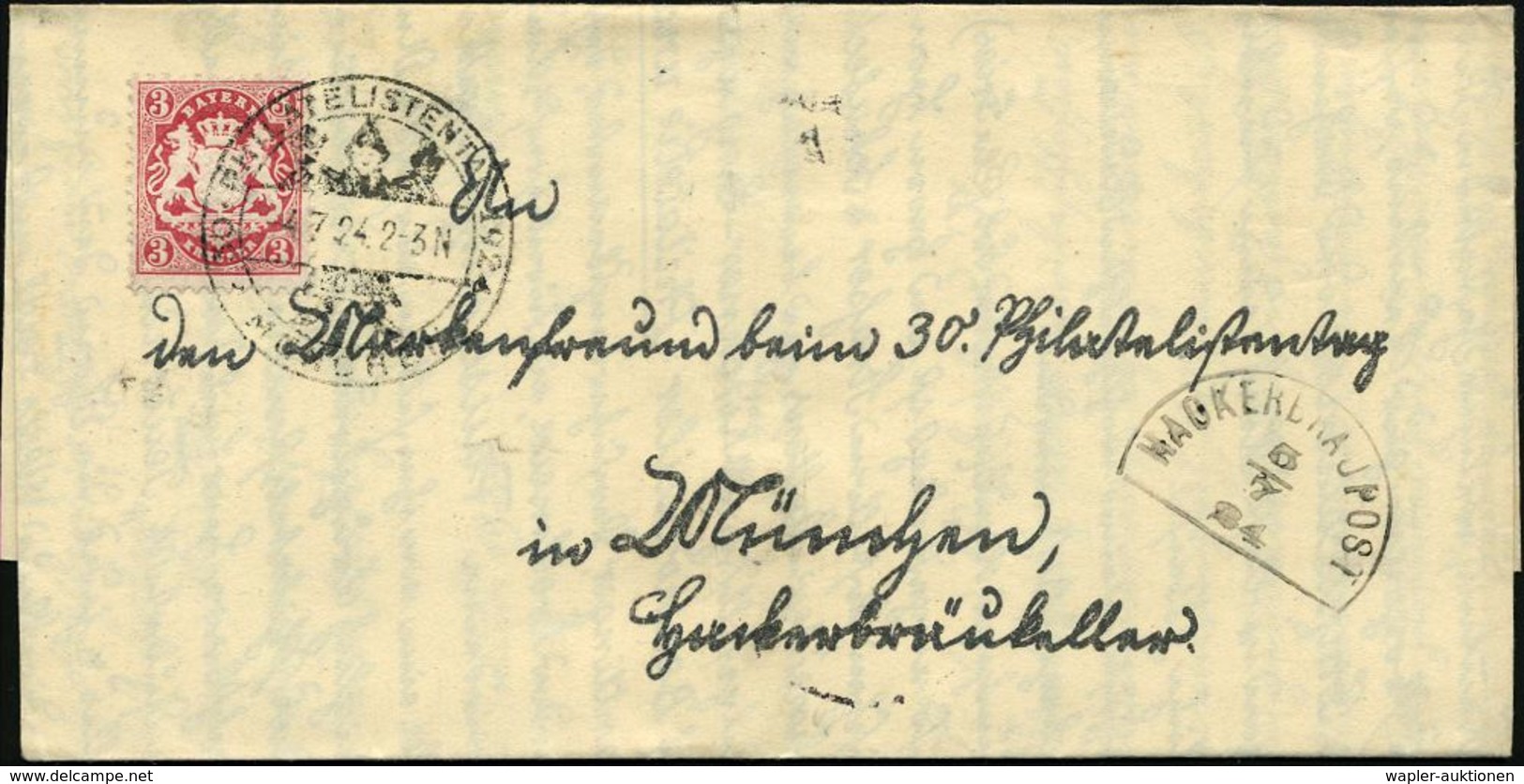 MÜNCHEN/ 30.PHILATELISTENTAG 1924 (4.7.) SSt Auf EF Alt-Bayern 3 Kr. Rosa, Postwurfsendung "An Den Markenfreund Beim 30. - Briefmarkenausstellungen