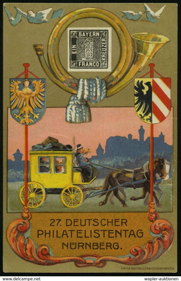 NÜRNBERG/ D.P.H.T./ FLUGPOST 1921 (24.7.) Seltener SSt (Propeller) Auf Flp. 40 Pf. (Mi.112 U.a.) 4x Auf Sonderkarte: 27. - Briefmarkenausstellungen