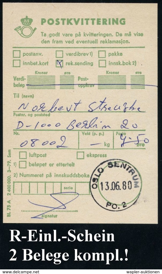 NORWEGEN 1980 (13.6.) NORWEX-Block = 125 Jahre Norweg.Briefmarke (Verkehrsmittel) EF + NORWEG-SSt. + RZ: Oslo Sentrum G, - Exposiciones Filatélicas