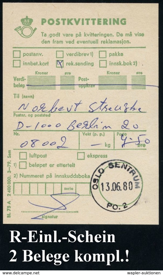NORWEGEN 1980 (13.6.) NORWEX-Block = 125 Jahre Norweg.Briefmarke (Verkehrsmittel) EF + NORWEG-SSt. + RZ: Oslo Sentrum G, - Esposizioni Filateliche