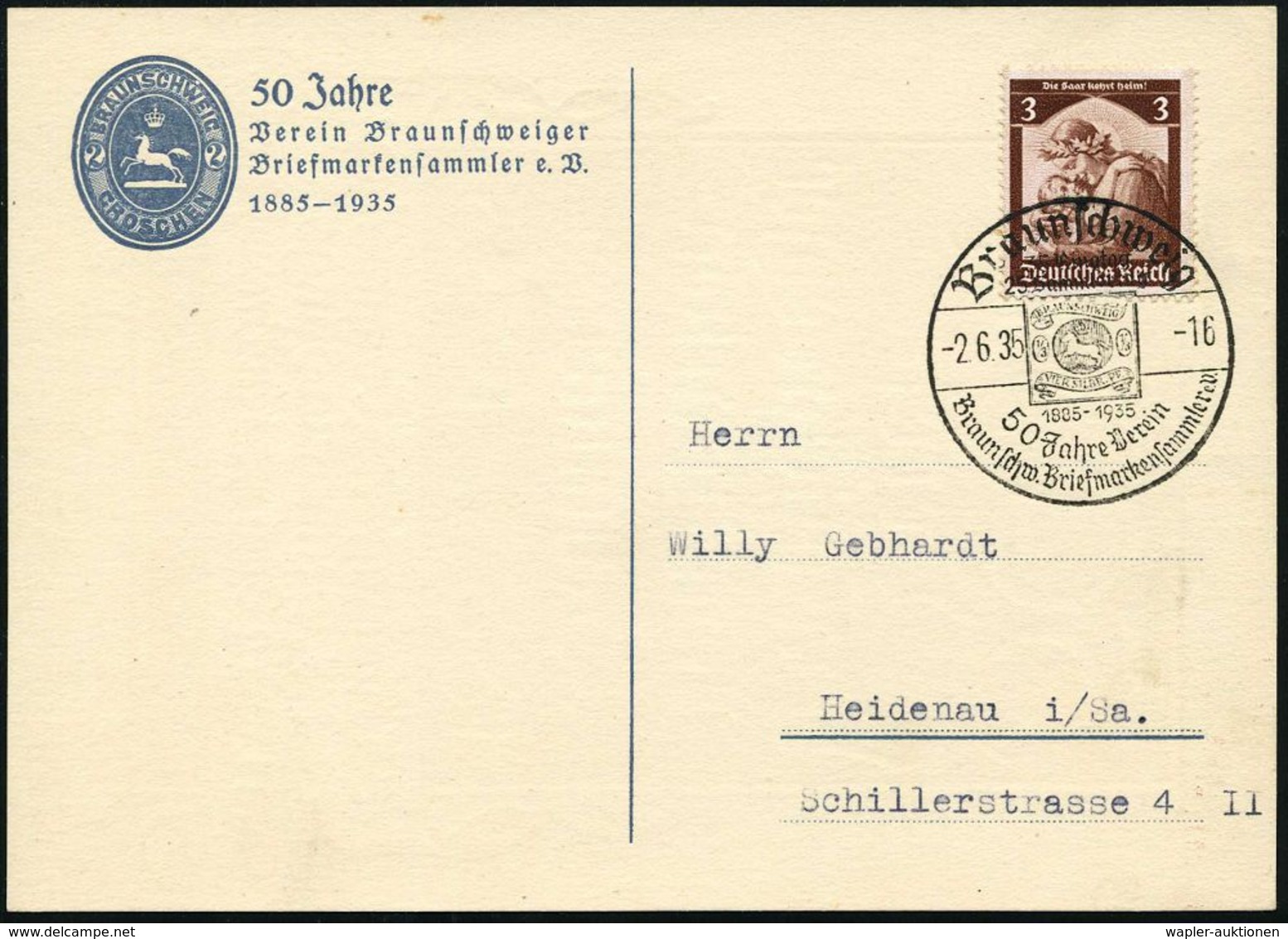 Braunschweig/ 35.Ringtag/ 25.Sammlertag/ 50 Jahre Verein/ Braunschw.Briefm.Sammler EV 1935 (2.6.) Seltener SSt = Alt-Bra - Postzegels Op Postzegels