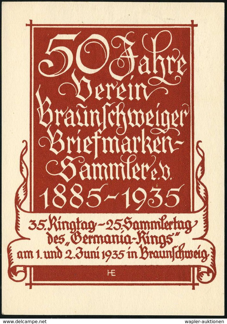 Braunschweig/ 35.Ringtag/ 25.Sammlertag/ 50 Jahre Verein/ Braunschw.Briefm.Sammler EV 1935 (2.6.) Seltener SSt = Alt-Bra - Postzegels Op Postzegels