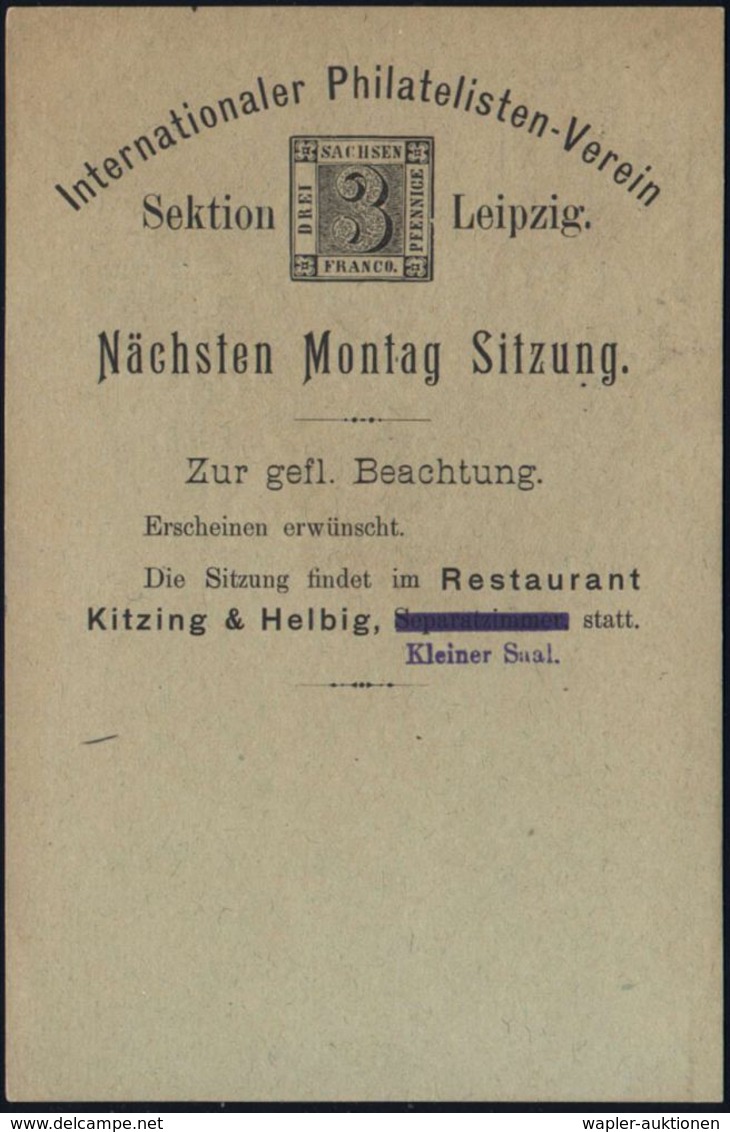 LEIPZIG 1907 PP 3 Pf./2 Pf. Germania: Internat. Philatelisten-Verein, Sektion Leipzig.. = Sahsen Nr.1 "3 Pf." , Rs. Korr - Francobolli Su Francobolli