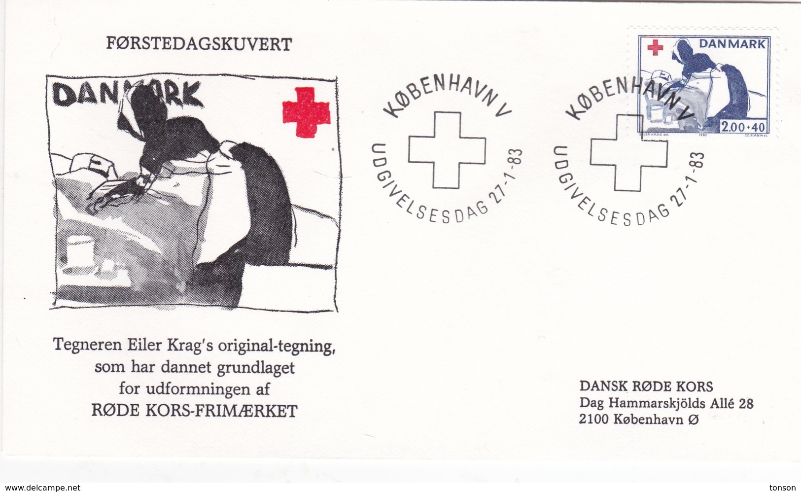 Denmark, FDC 27-1-1983, Red Cross, Stamp, Nurse - FDC