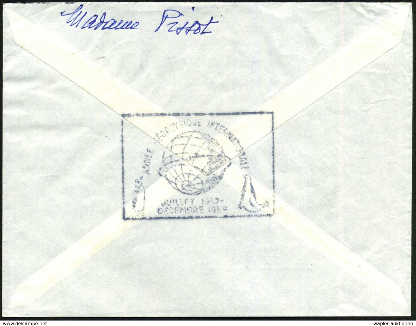 FRANZÖS.ANTARKTIS 1957 (14.11.) 15 F. "Internat. Geophysikales Jahr", EF Bogen-Eckrandstück Mit Zierfeld + Datum , 2x 1K - Expéditions Antarctiques