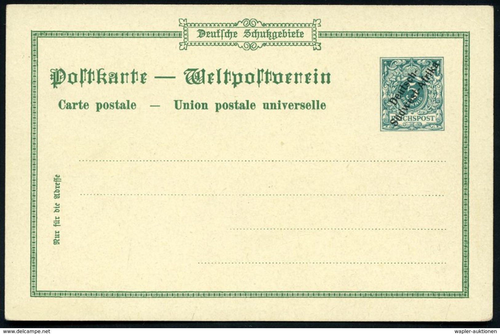 DEUTSCH-SÜDWESTAFRIKA 1897 PP 5 Pf. Krone/Ziffer Grün: Kommissariat Windhoek, Major Leutwein (kl. Rd-Schürfung) Ungebr., - Polizia – Gendarmeria