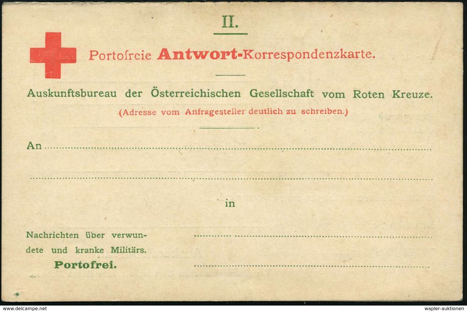 ÖSTERREICH 1914 5 H. Sonder-P. KFJ-Jubil., Grün: Auskunftsbureau Der Österre. Gesellschaft Vom Roten Kreuze Wien.. Krieg - Red Cross