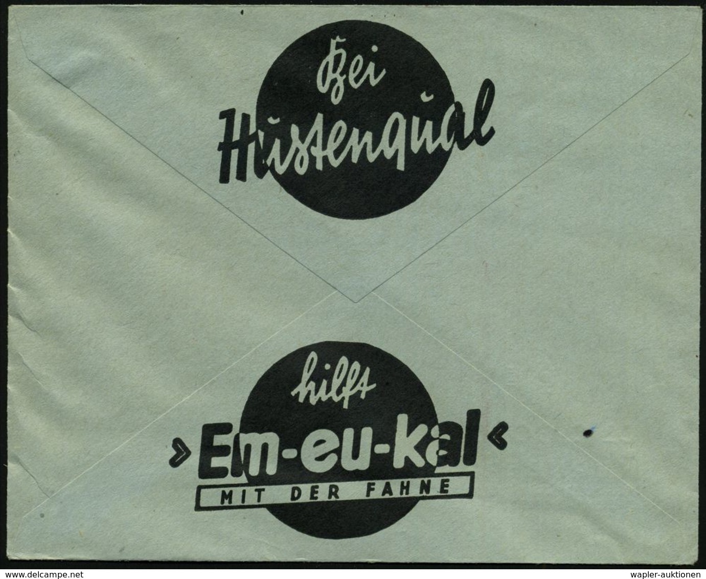 NÜRNBERG/ 13/ Bei/ Hustenqual/ Hilft/ Dr.C.Soldan's/ Em-eukal.. 1934 (3.3.) AFS + Abs.Vordr.: Dr. C S = Altes Logo, Inl. - Apotheek