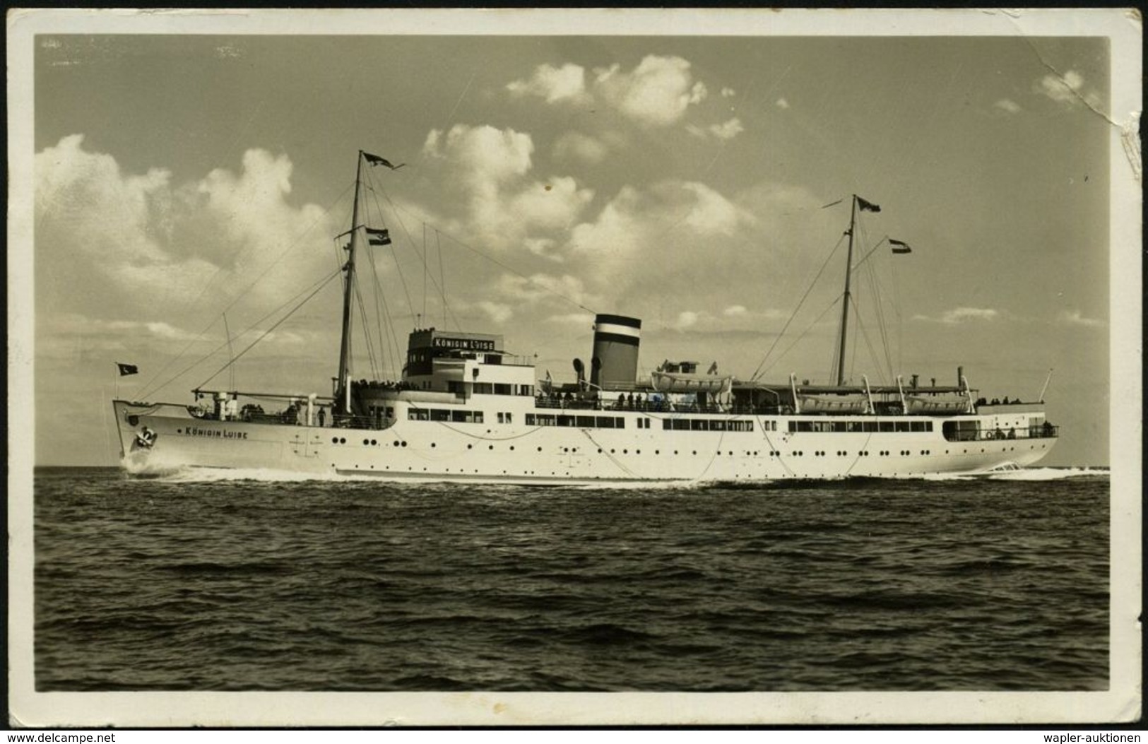 HAMBURG-HELGOLAND/ SEEPOST/ * 1934 (2.8.) Oval-BPA  M I T  Stern + Viol. HdN: ..M.S./Königin Luise Auf S/w.-Ak.: M.S. "K - Maritime