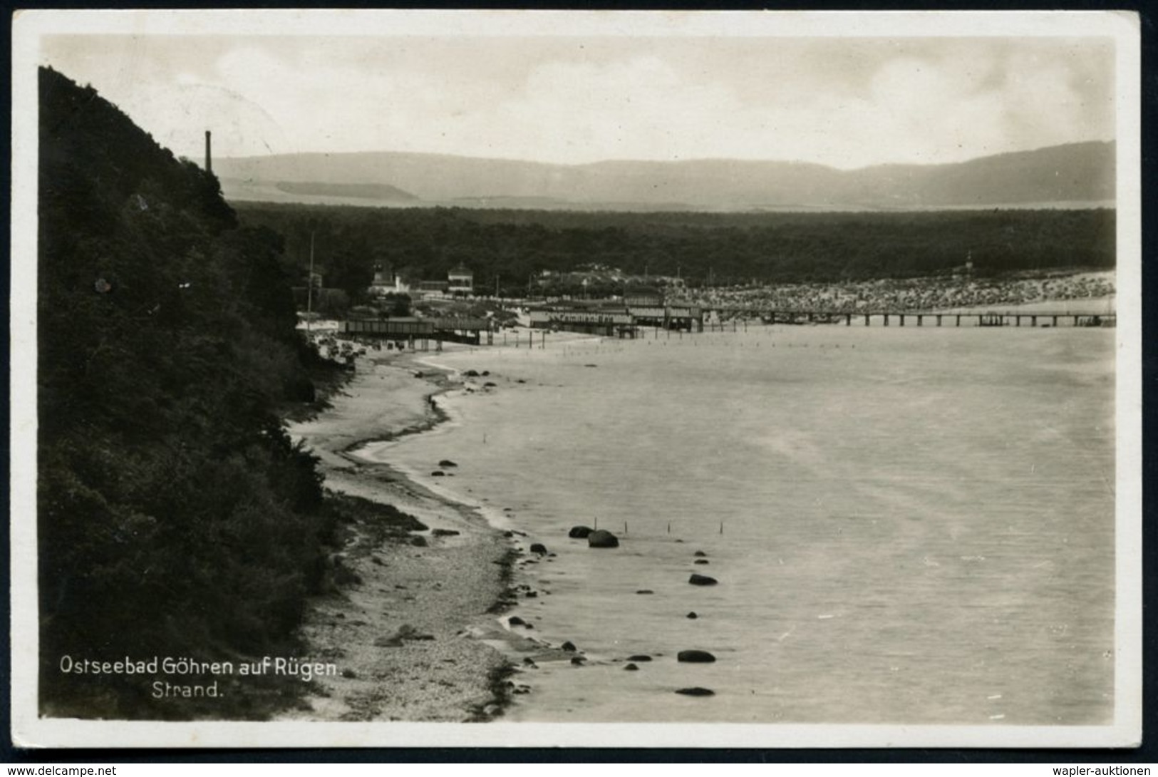 Saßnitz/ **d 1933 (20.8.) 1K-Brücke + Blauer 2K-HdN: Salonschnelldampfer/ "Rugard"/ Auf Hoher See , S/w.-Foto-Ak.: Göhre - Schiffahrt