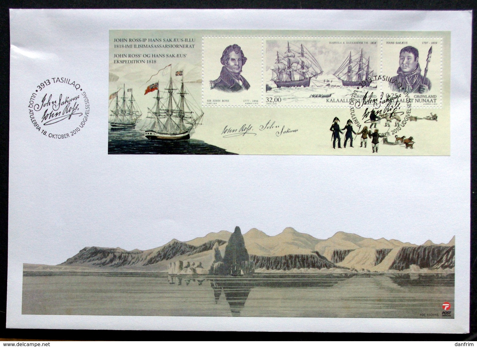 GREENLAND 2010    Minr.569-70  Ekspedition John Ross And Sakæus  BLOCK 51   FDC    (lot 6273) - FDC