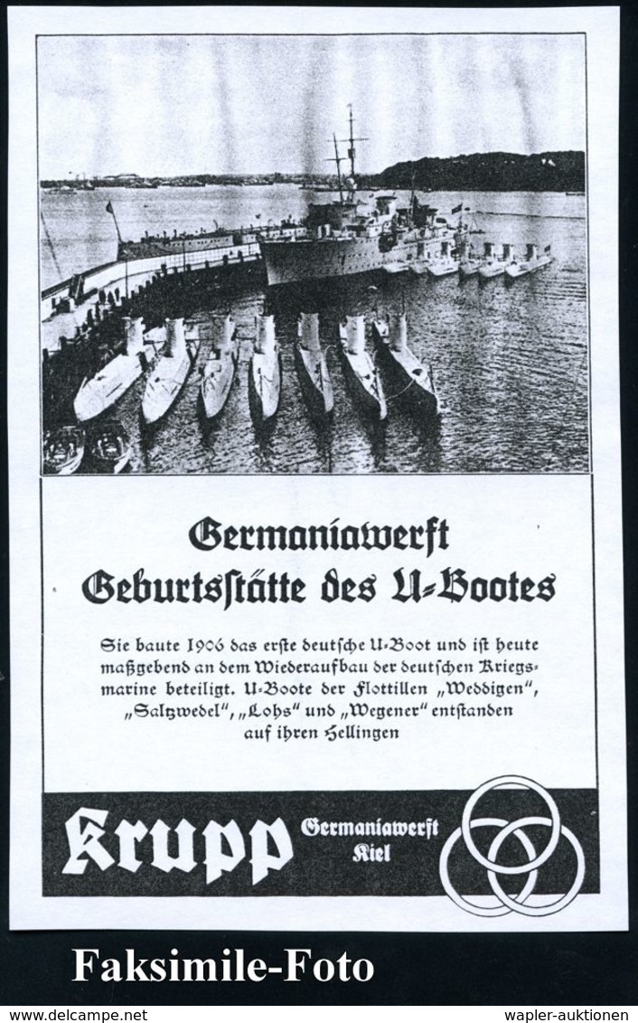 KIEL/ 1/ FRIED.KRUPP/ GERMANIAWERFT/ AG 1930 (10.5.) AFS Auf Firmen-Vorderseite  = "Geburtsstätte Deutscher U-Boote" Sei - Maritime