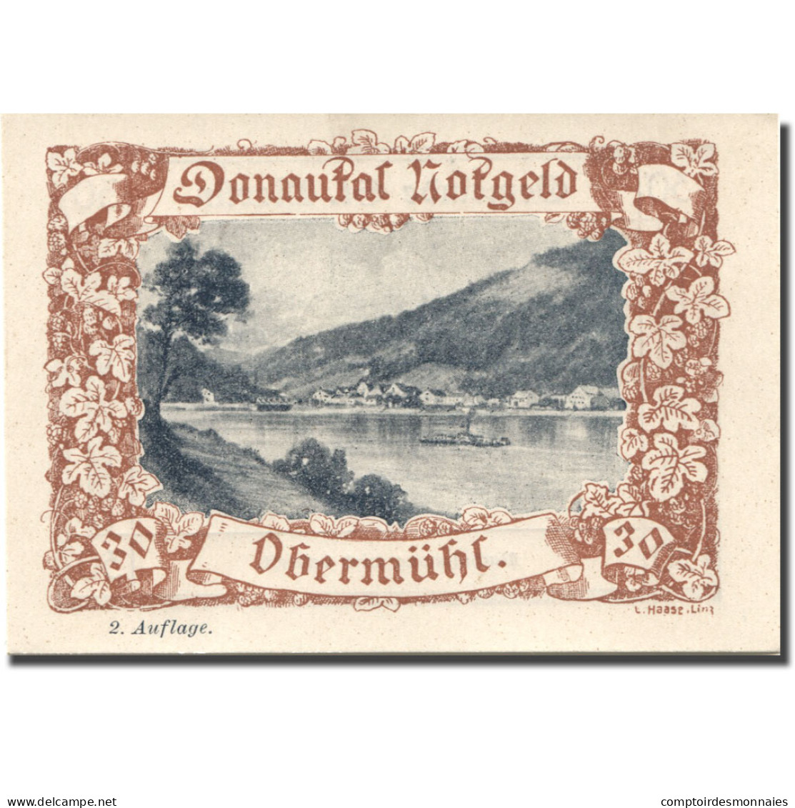 Billet, Autriche, Dhermühl, 30 Heller, Fleuve, SPL, Mehl:FS 127d - Austria