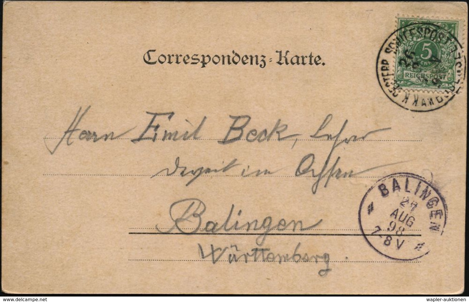 ÖSTERREICH 1898 (26.8.) 1K-BPA.: K K OESTERR. SCHIFFSPOST/AM BODENSEE (Kat.Nr.1508) Klar Auf EF D.R. 5 Pf. Krone, Monoch - Marittimi