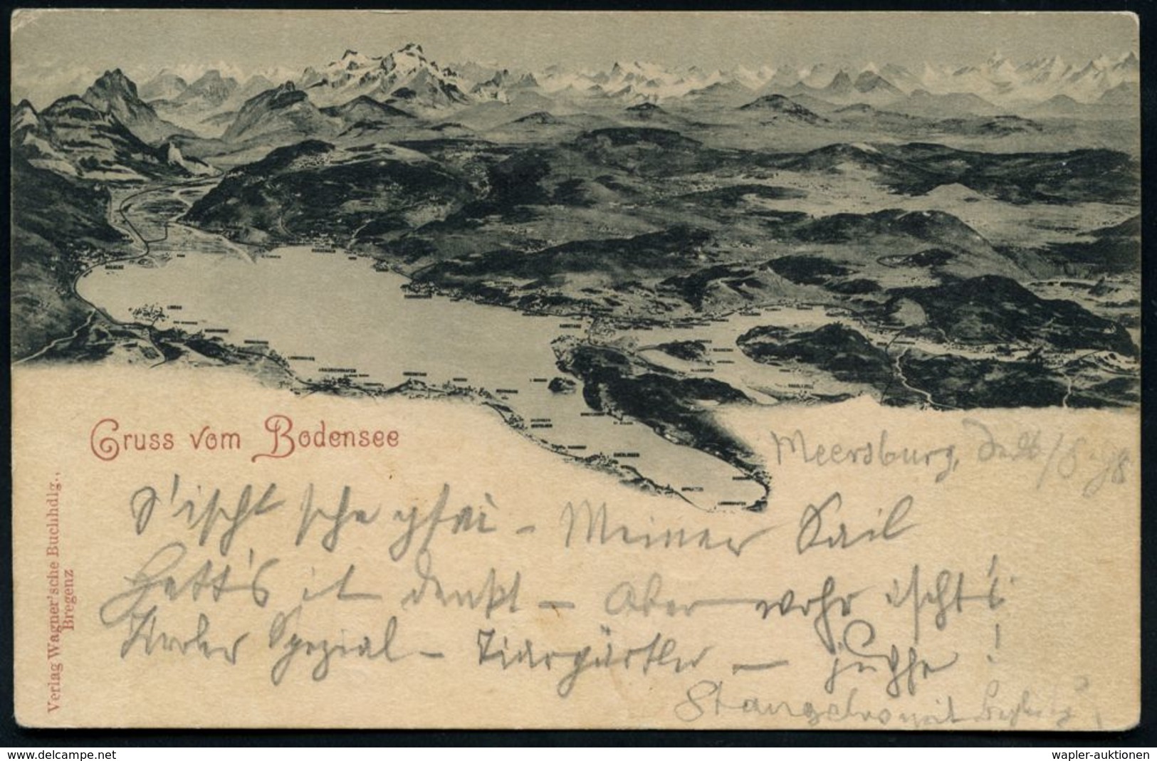 ÖSTERREICH 1898 (26.8.) 1K-BPA.: K K OESTERR. SCHIFFSPOST/AM BODENSEE (Kat.Nr.1508) Klar Auf EF D.R. 5 Pf. Krone, Monoch - Maritiem