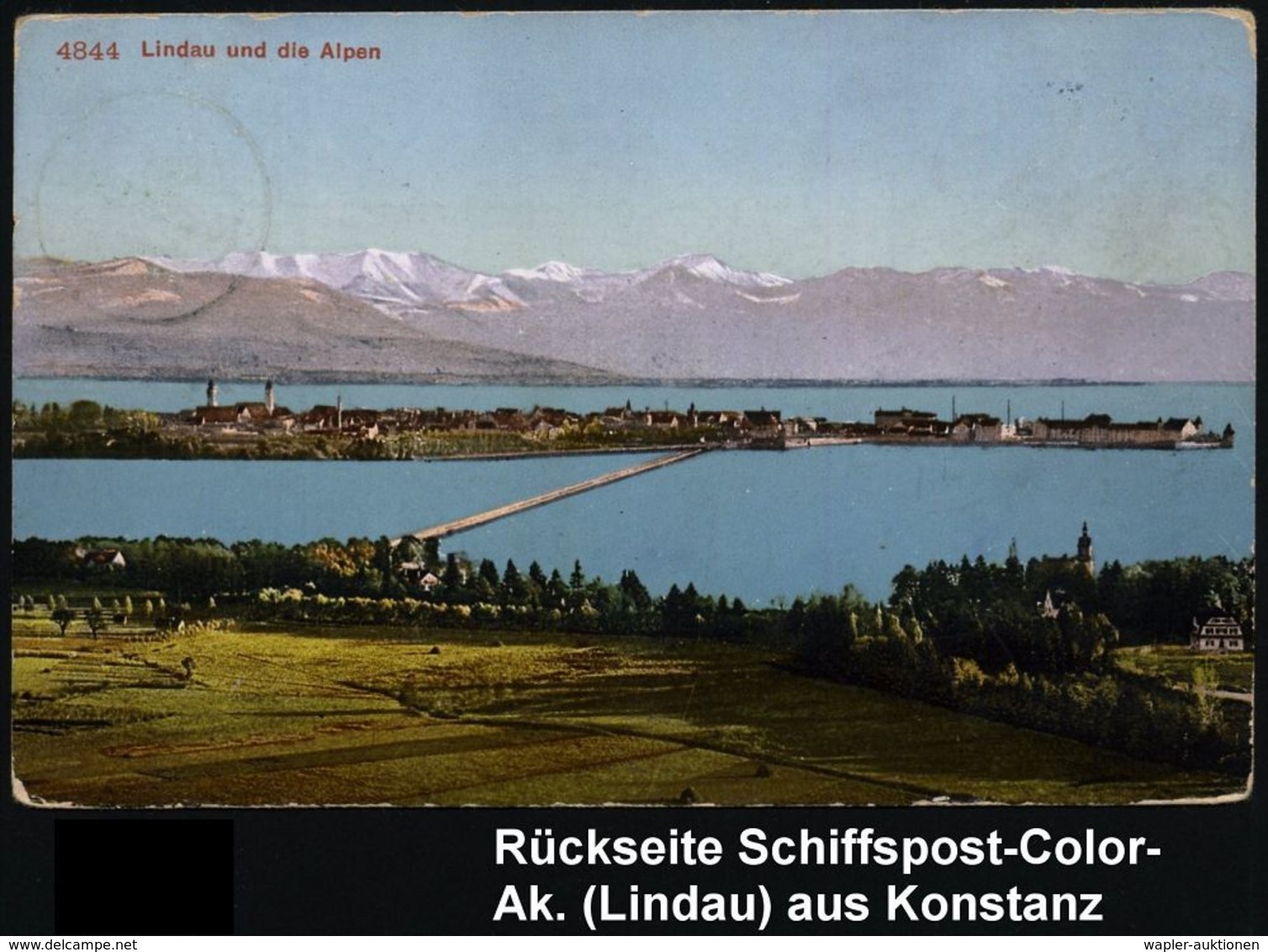 ÖSTERREICH 1909 (30.7.) 1K-Gitter: KONSTANZ 1 Auf Österreich 5 H. Franz-Josef, Grün + Schw. Ra.: Bodenseeschiffspost = L - Maritiem