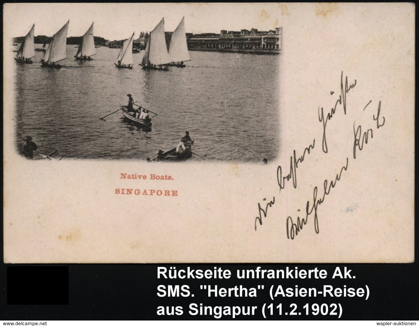 DEUTSCHES REICH 1902 (11.2.) 1K-BPA: KAIS. DEUTSCHE/MARINE-/FELDPOST/No.39/** = S.M.S. "Hertha", Gr. Kreuzer , 2x Klar G - Marítimo