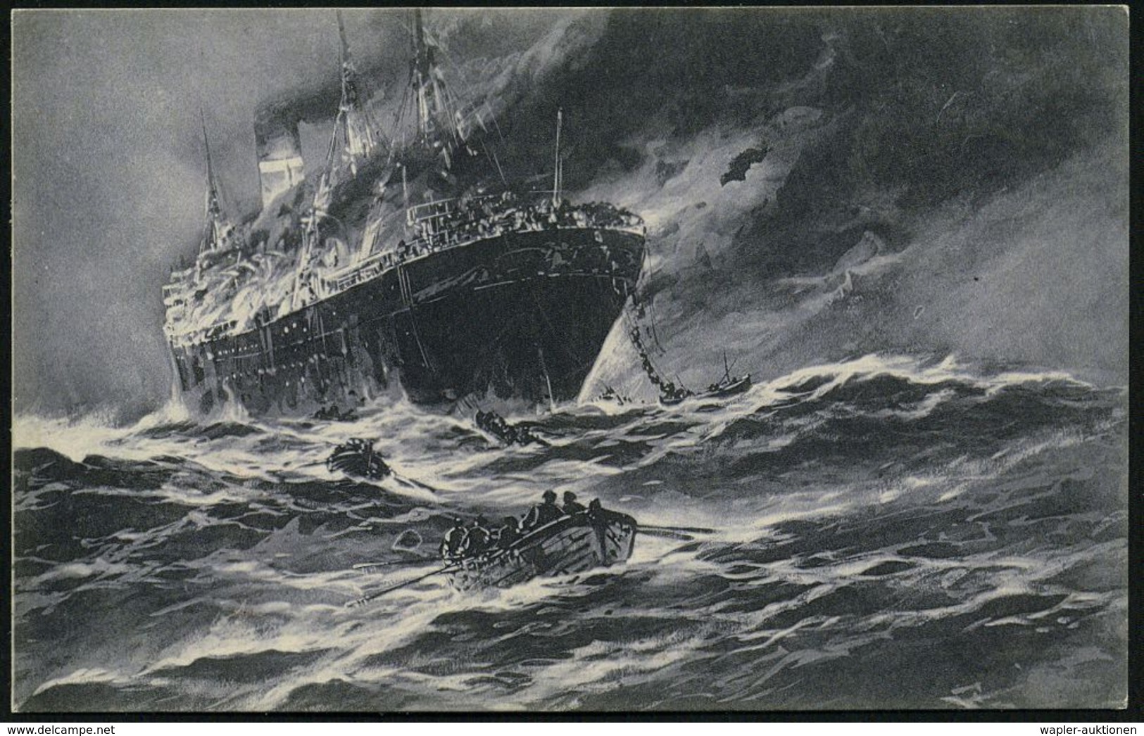 DEUTSCHES REICH 1916/17 2 Verschiedene S/w.-Propaganfa-Künstler-Ak.: Torpedierte Englische Handelsschiffe Von Willy Stoe - Schiffahrt