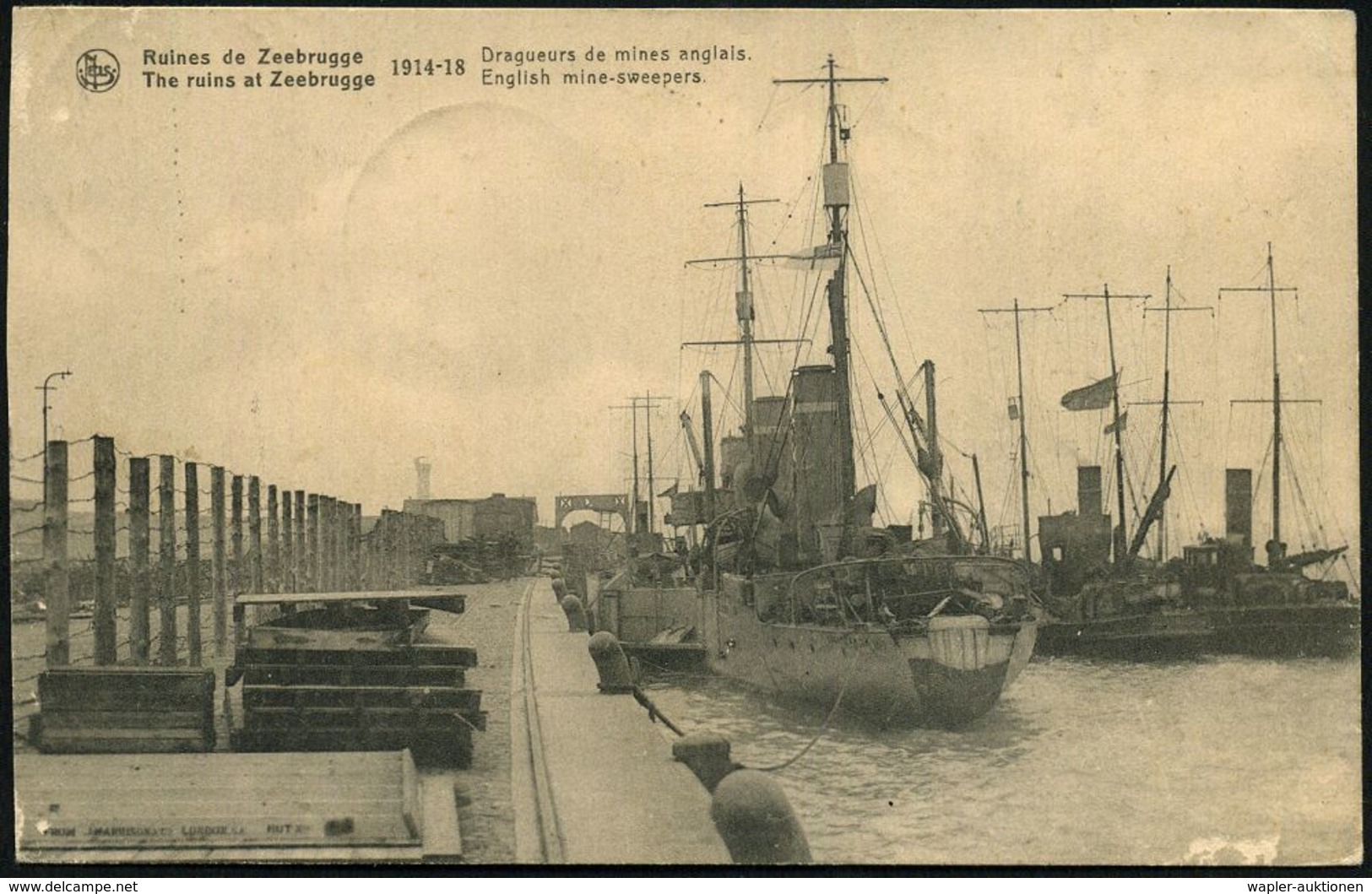 BELGIEN 1918/25 4 Verschiedene Foto-Ak.: Der Britische Angriff Auf Zeebrugge (auf Deutsche Marine-Einrichtungen U. Hafen - Schiffahrt