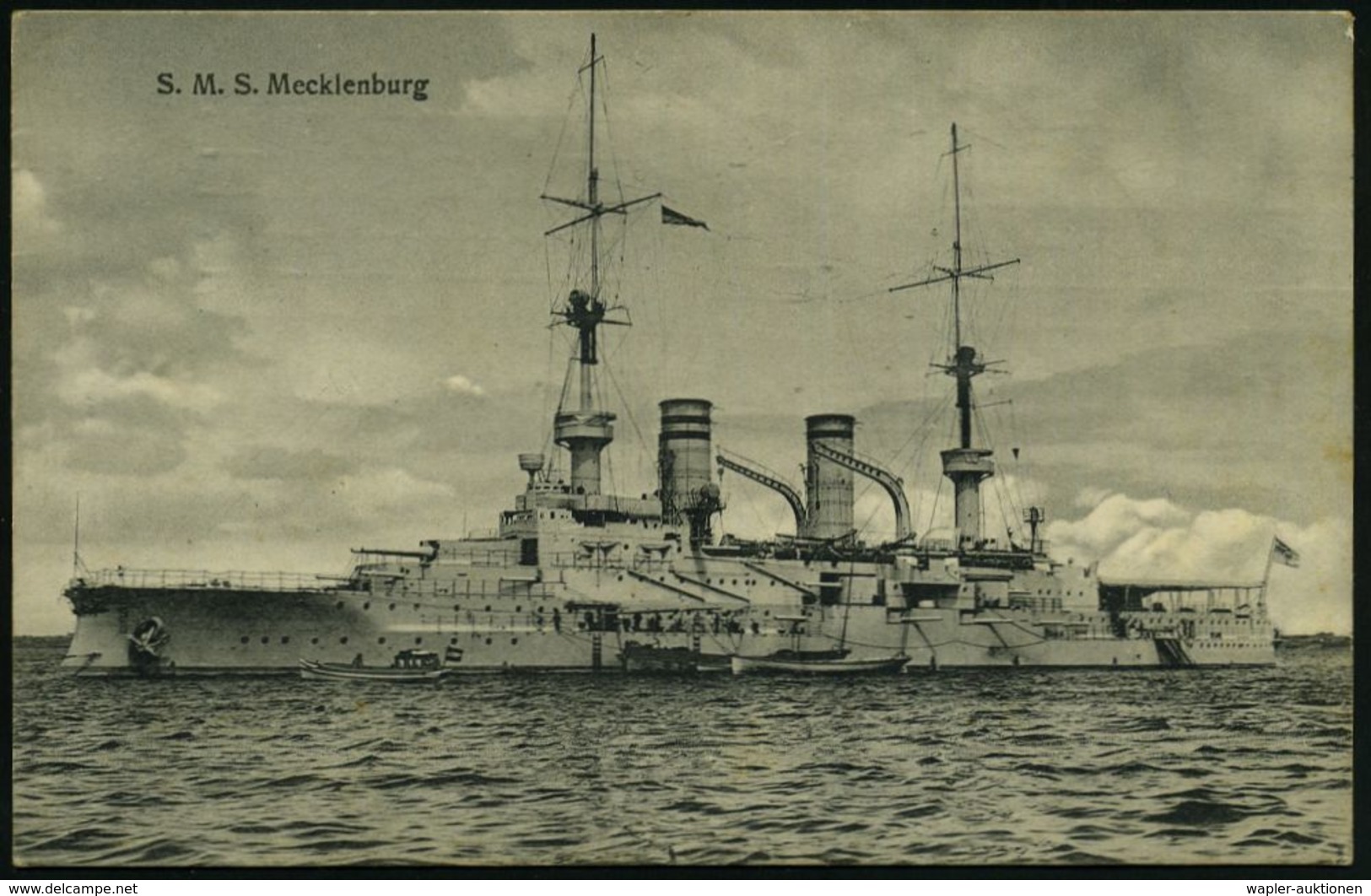 KIEL/ *1ff 1914 (19.8.) Bd.MaSt. + Seltener, Viol. Bord-2L: Marine-Feldpost/ S.M.S. "Mecklenburg" (= MSP No. 137) Linien - Schiffahrt