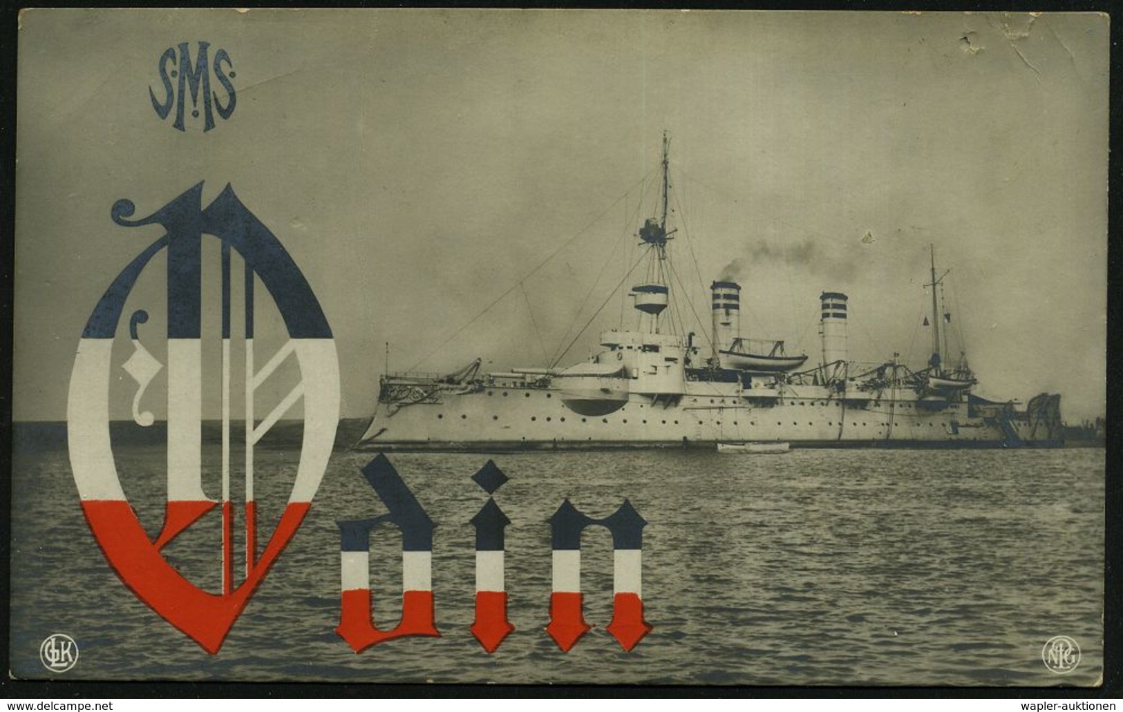 DEUTSCHES REICH 1914 (11.12.) Blauer 1K-Brücken-Briefstempel: Kaiserliche Marine/Kommando S.M.S. "Odin" (= MSP No.129) K - Schiffahrt