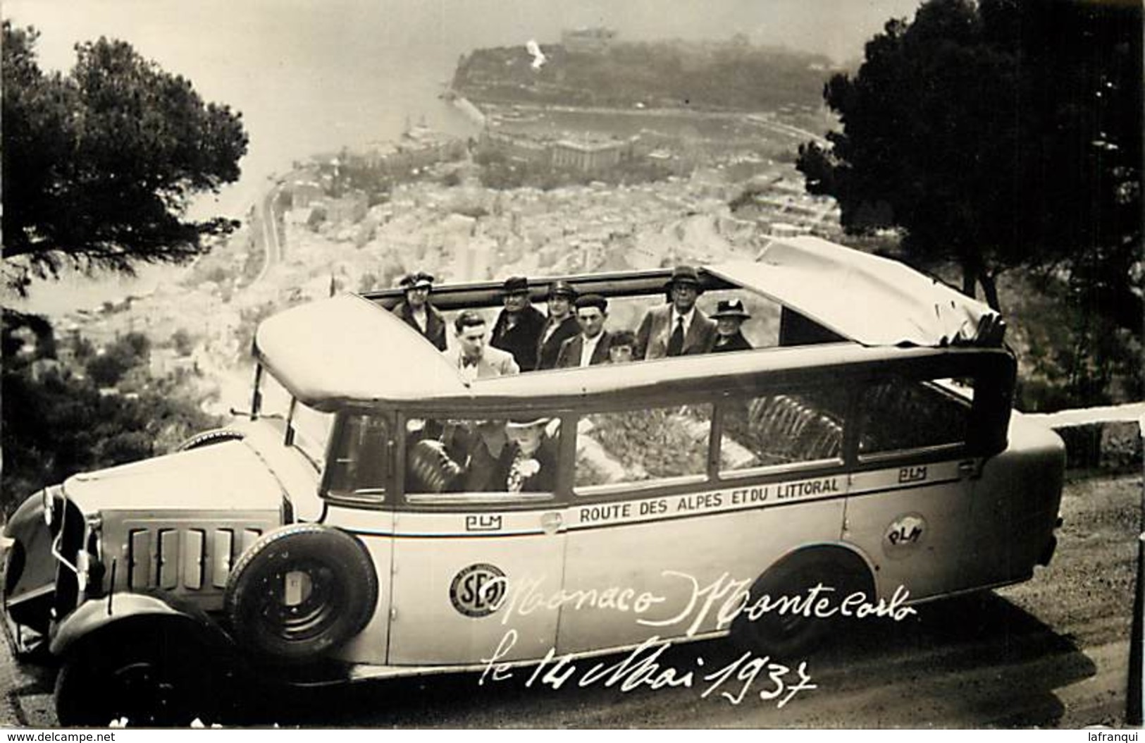 Pays Div -ref T619- Carte Photo - Bus - Autobus - Voiture Automobile Taxi - Monaco - Monte Carlo -mai 1937 - - Other & Unclassified