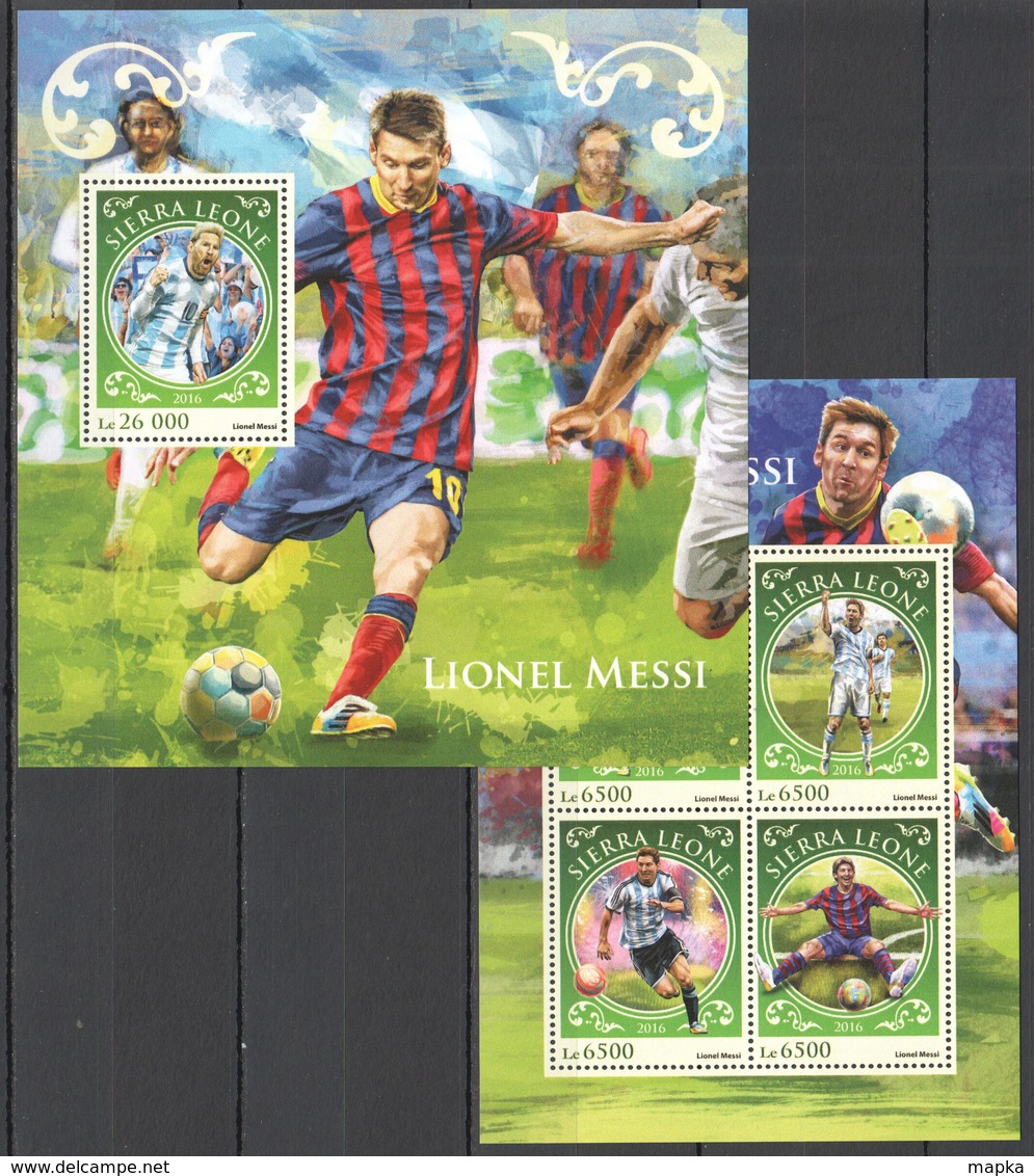 ST402 2016 SIERRA LEONE SPORT FOOTBALL LIONEL MESSI KB+BL MNH - Autres & Non Classés