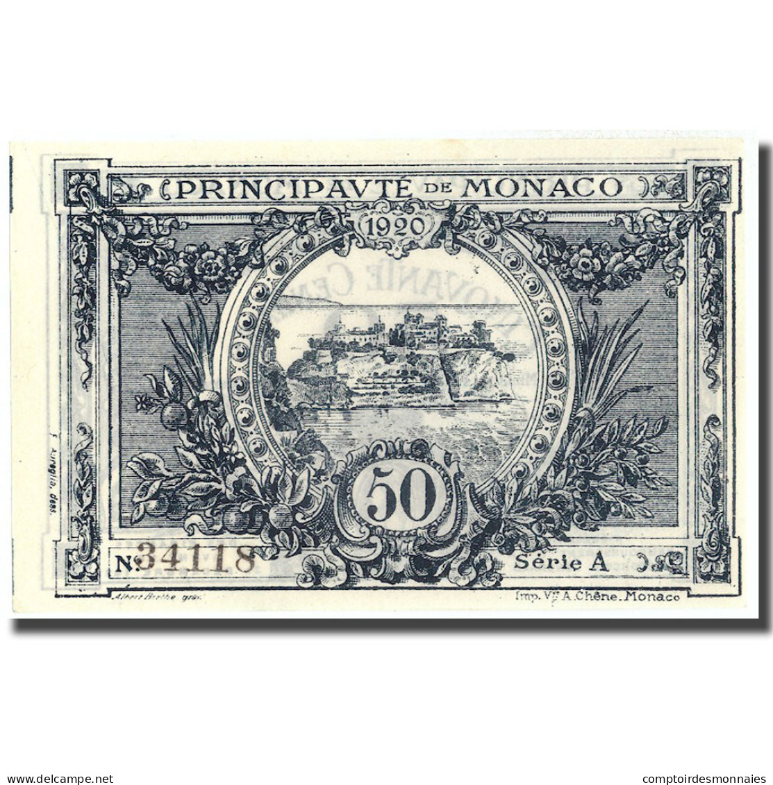 Billet, Monaco, 50 Centimes, 1920, 1920-03-20, KM:3a, NEUF - Mónaco