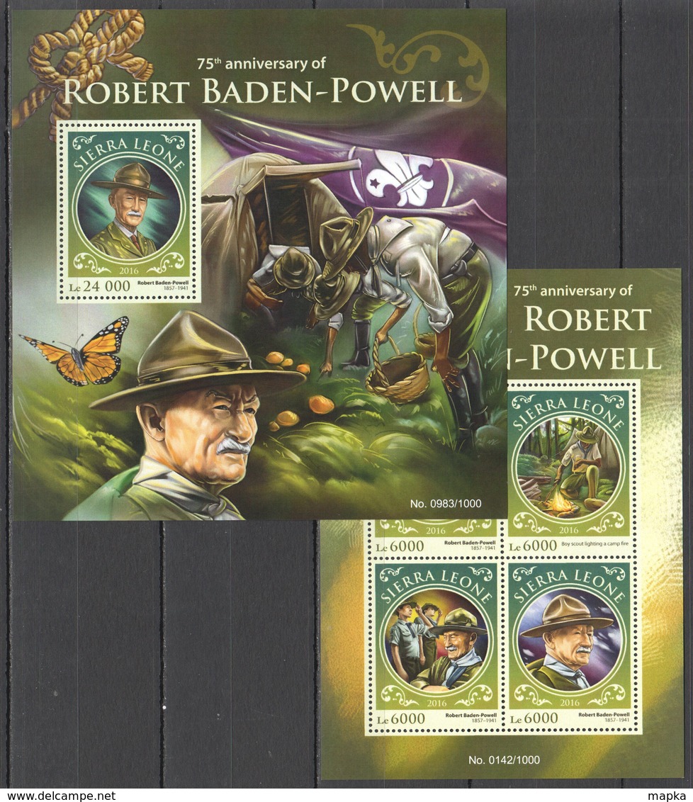 ST405 2016 SIERRA LEONE 75TH ANNIVERSARY OF ROBERT BADEN-POWELL ORGANIZATIONS SCOUTING KB+BL MNH - Autres & Non Classés