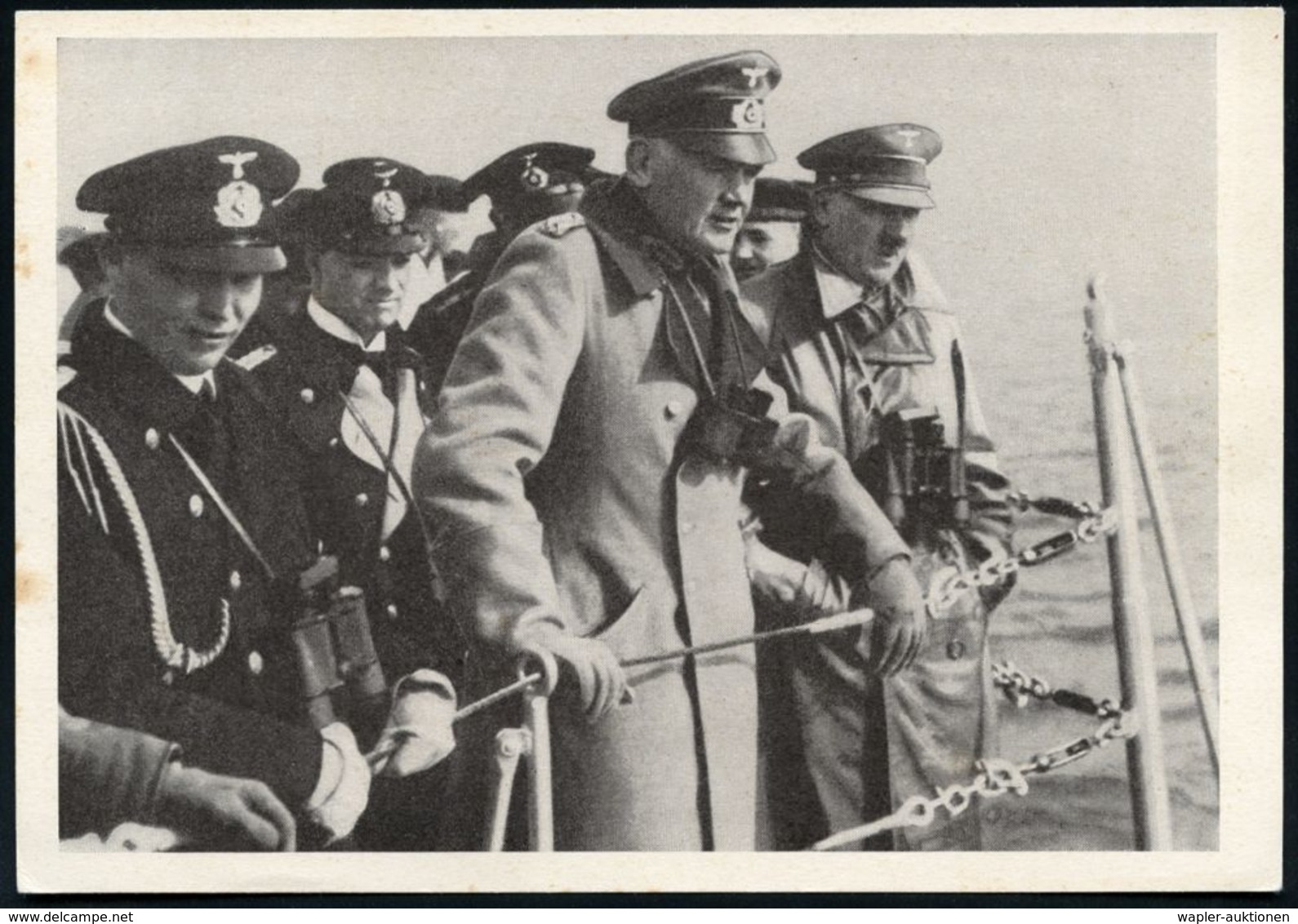 DEUTSCHES REICH 1935 S/w.-Foto-Ak.: Hitler, Adm. Raeder U. Reichswehrminister Von Blomberg An Bord (Panzerschiff) "Deuts - Maritiem