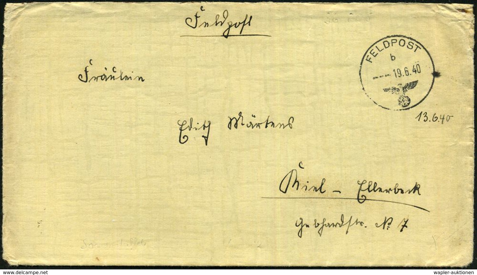 DT.BES.NORWEGEN 1940 (19.6.) 1K: FELDPOST/b/--- + Rs. Hs. Abs.: "Feldpost N. 36 805" = Sonderstaffel   N A R V I K , Kom - Maritiem