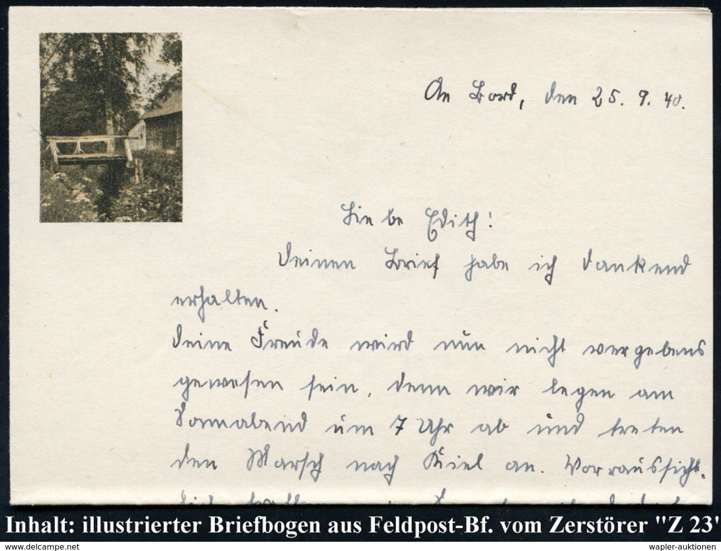 BREMEN 5/ Z/ Deine/ Muttersprache/ Deutscher,/ Halt In Ehren! 1940 (26.9.) MWSt, Text Sütterlin + Viol. 1K-HdN: Feldpost - Maritime