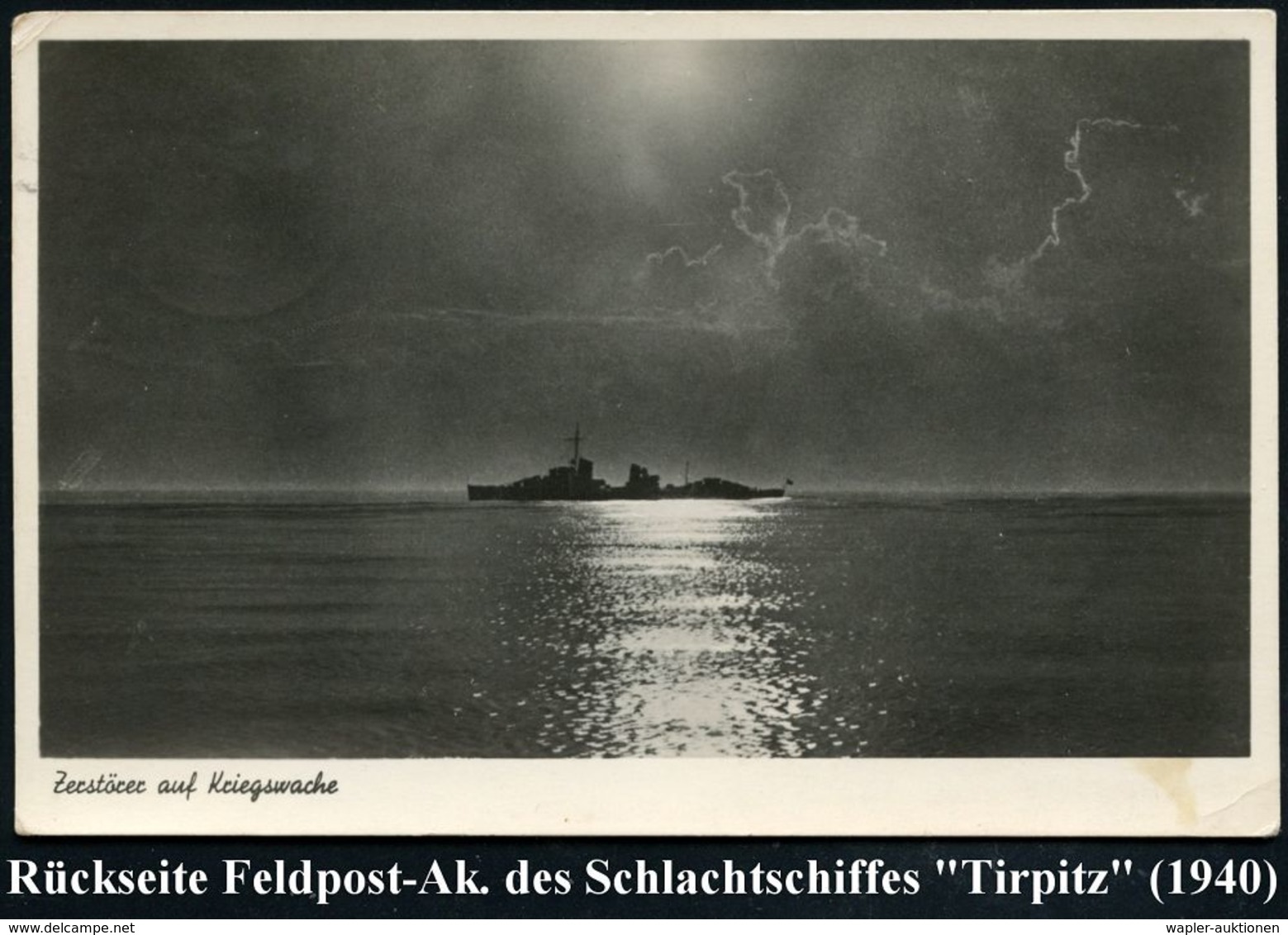 DEUTSCHES REICH 1940/44 Stummer 2K-Steg = Tarnstempel + Viol. 1K-HdN: Feldpost Nr. M 02526 = Schachtschiff  "T I R P I T - Marittimi