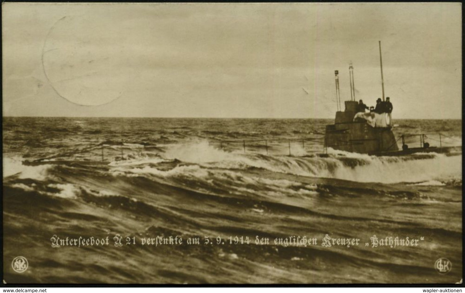 Wilhelmshaven/ *k* 1917 (4.4.) 1K-Brücke Auf Monochromer Foto-Ak.: Unterseeboot U 21 (versenkt Am 5.9.1914 Den Englische - Sottomarini