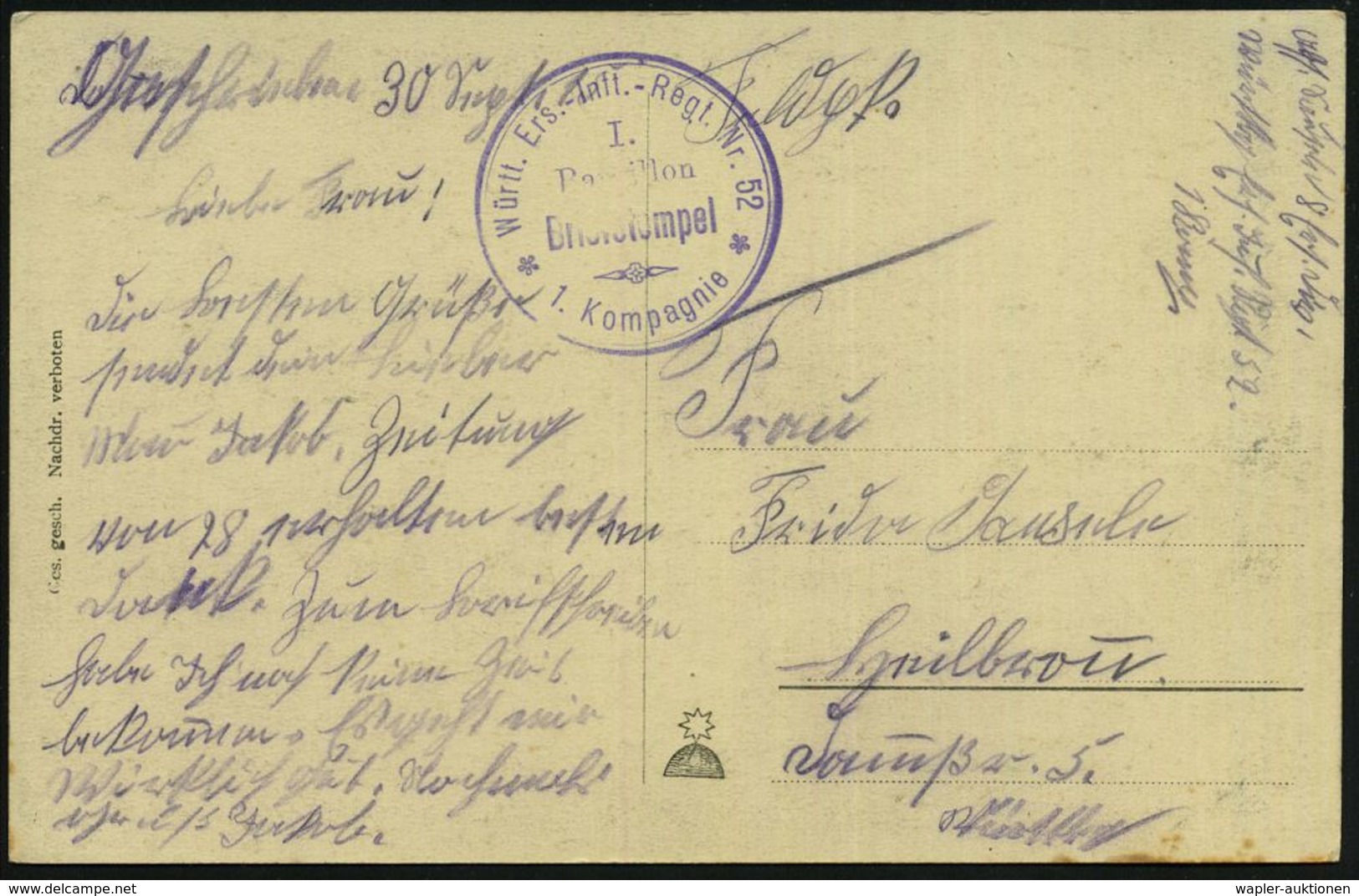 DEUTSCHES REICH 1915 (30.9.) S/w.-Künstler-Propaganda-Ak.: S.M. UNTERSEEBOOT U 24, Augetaucht , Viol. 2K-Briefstempel: W - Duikboten