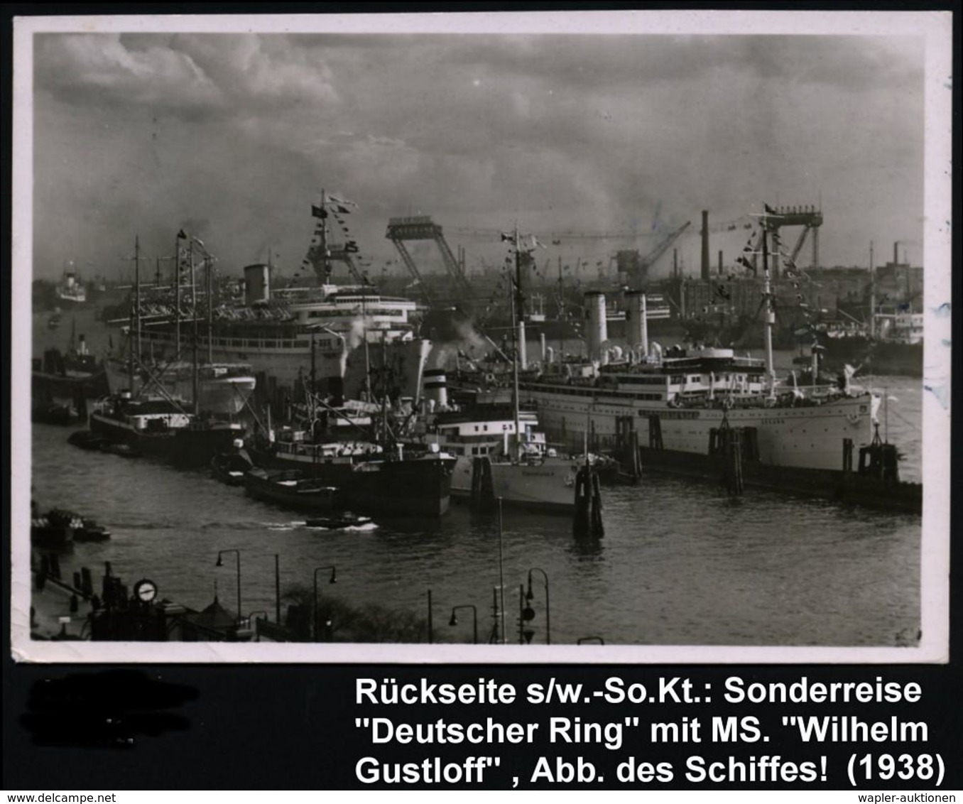 DEUTSCHES REICH 1938 (27.9.) 1K-BPA: DEUTSCHE SCHIFFSPOST/a/KdF-Reise Mit/"Wilhelm Gustloff" = Abb. Schiff! , S/w.-Sonde - Duikboten