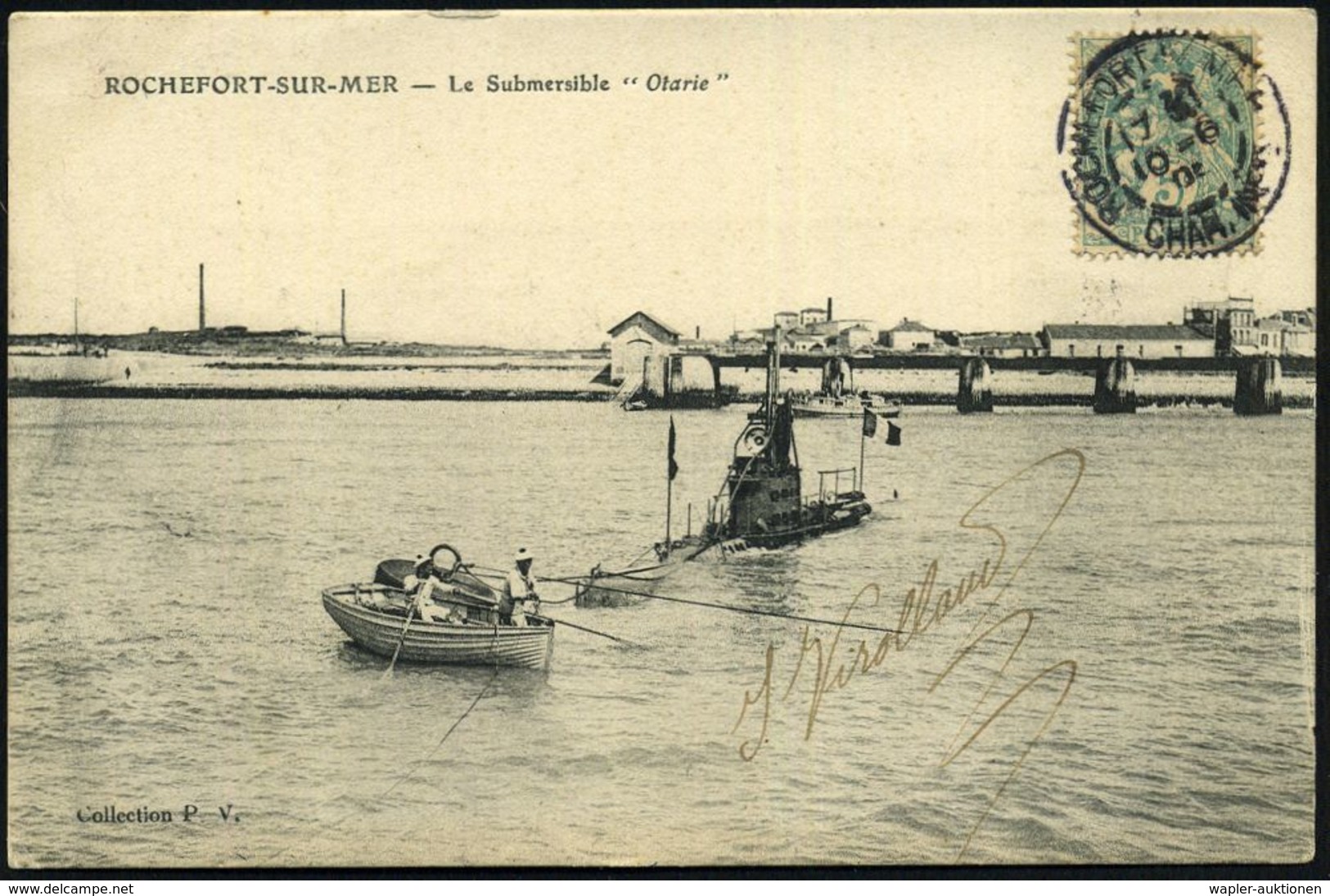 FRANKREICH 1909 2 Verschiedene S/w.-Foto-Ak.: U-Boot "Otarie" (1904-14 Im Dienst) , 1x Gebr. (im Hafen Rochefort), 1x Un - Sottomarini