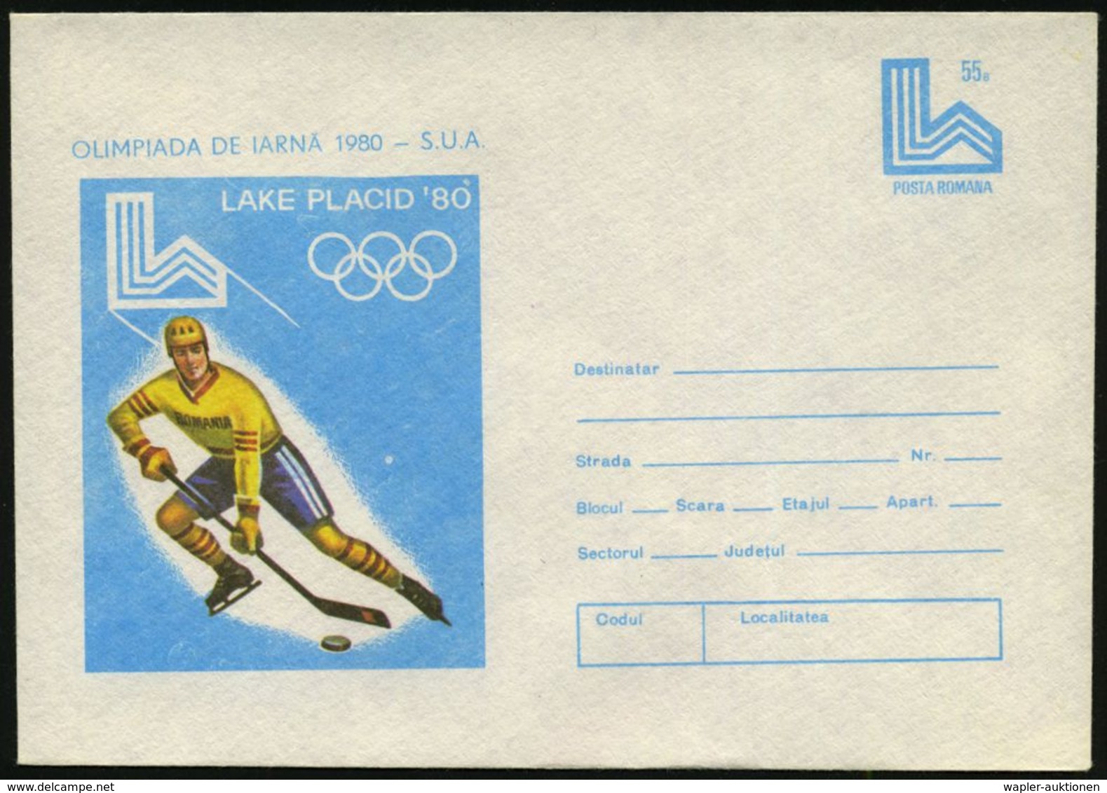 RUMÄNIEN 1980 55 B. Sonder-U "LAKE PLACID", Kompl. Serie: Eishockey, Bob, Skiabfahrt, Eisschnell-, Eiskunstlauf, Biathlo - Hiver