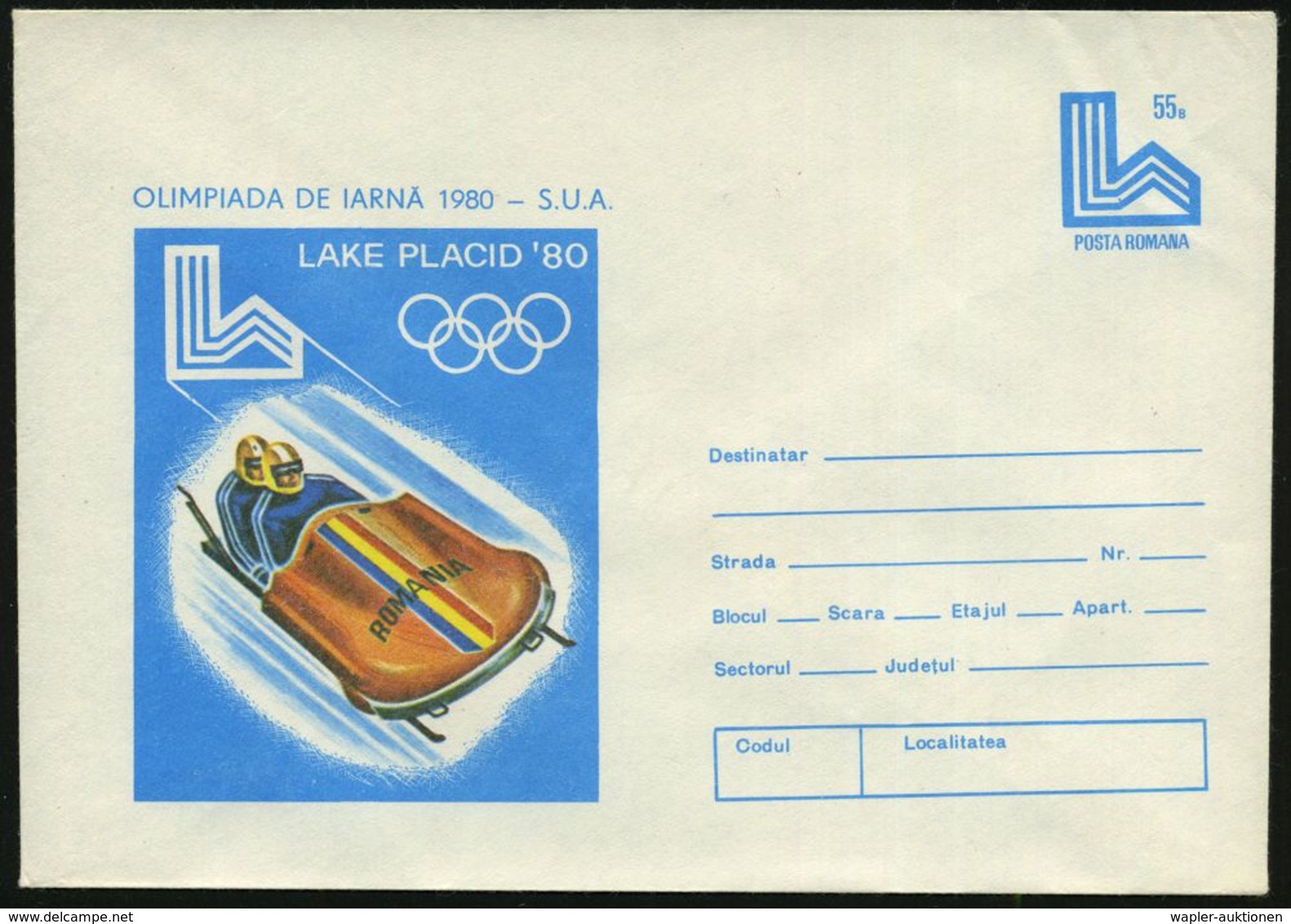 RUMÄNIEN 1980 55 B. Sonder-U "LAKE PLACID", Kompl. Serie: Eishockey, Bob, Skiabfahrt, Eisschnell-, Eiskunstlauf, Biathlo - Winter (Varia)