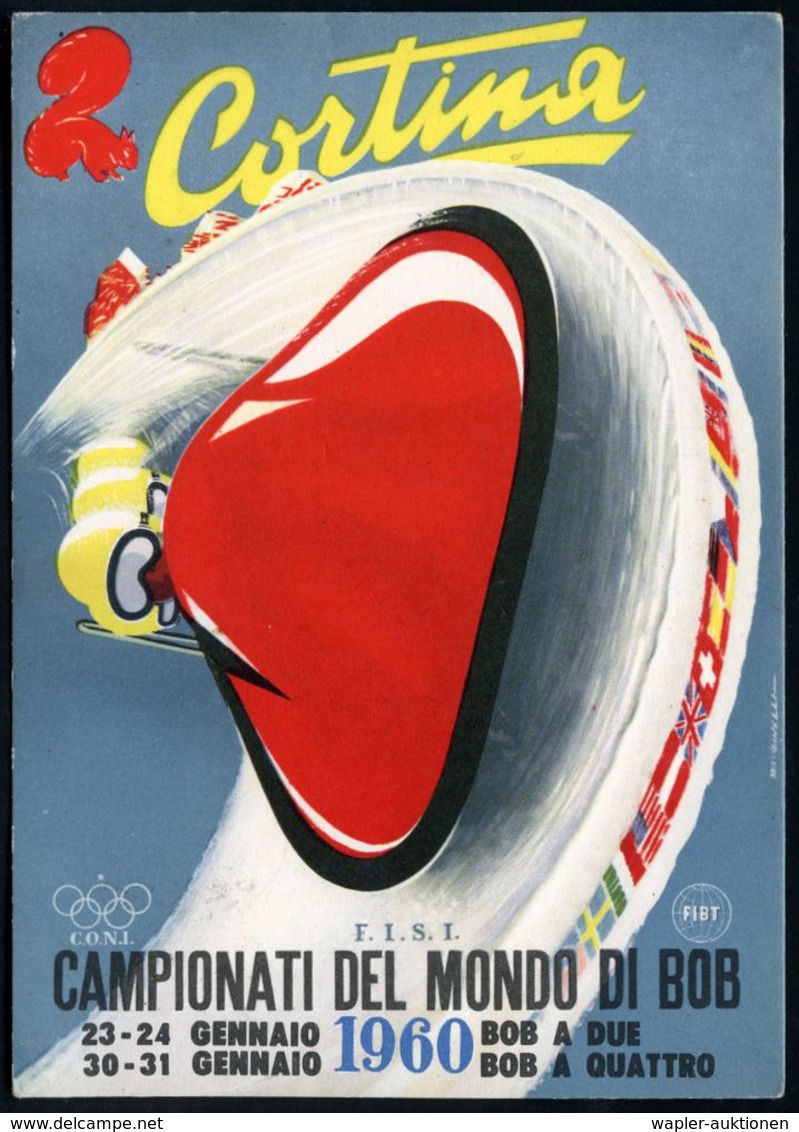 ITALIEN 1960 (22.1.) FaWSt: CORTINA/ CAMPIONATI MONDIALI DI BOB/CERIMONIA D'APERTURA = Eröffnungsfeier = Bob-WM , Franka - Inverno