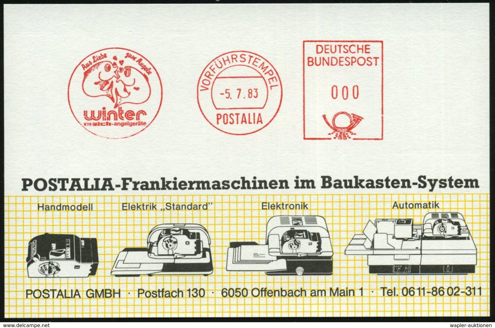 6432 Heringen/ Werra 1983 (5.7.) AFS: VORFÜHRSTEMPEL/POSTALIA/Aus Liebe Zum Angeln/winter..angelgeräte (2 Fische) Selten - Autres & Non Classés