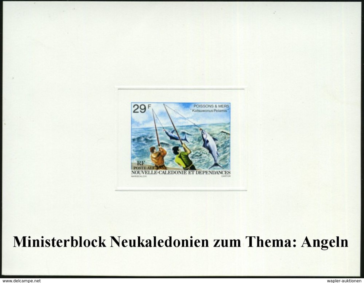 NEUKALEDONIEN 1979 29 F. "Hochsee-Angeln" (Echter Bonto)  U N G E Z.  Ministerblock, Einzelabzug Auf Ungummiertem Karton - Altri & Non Classificati