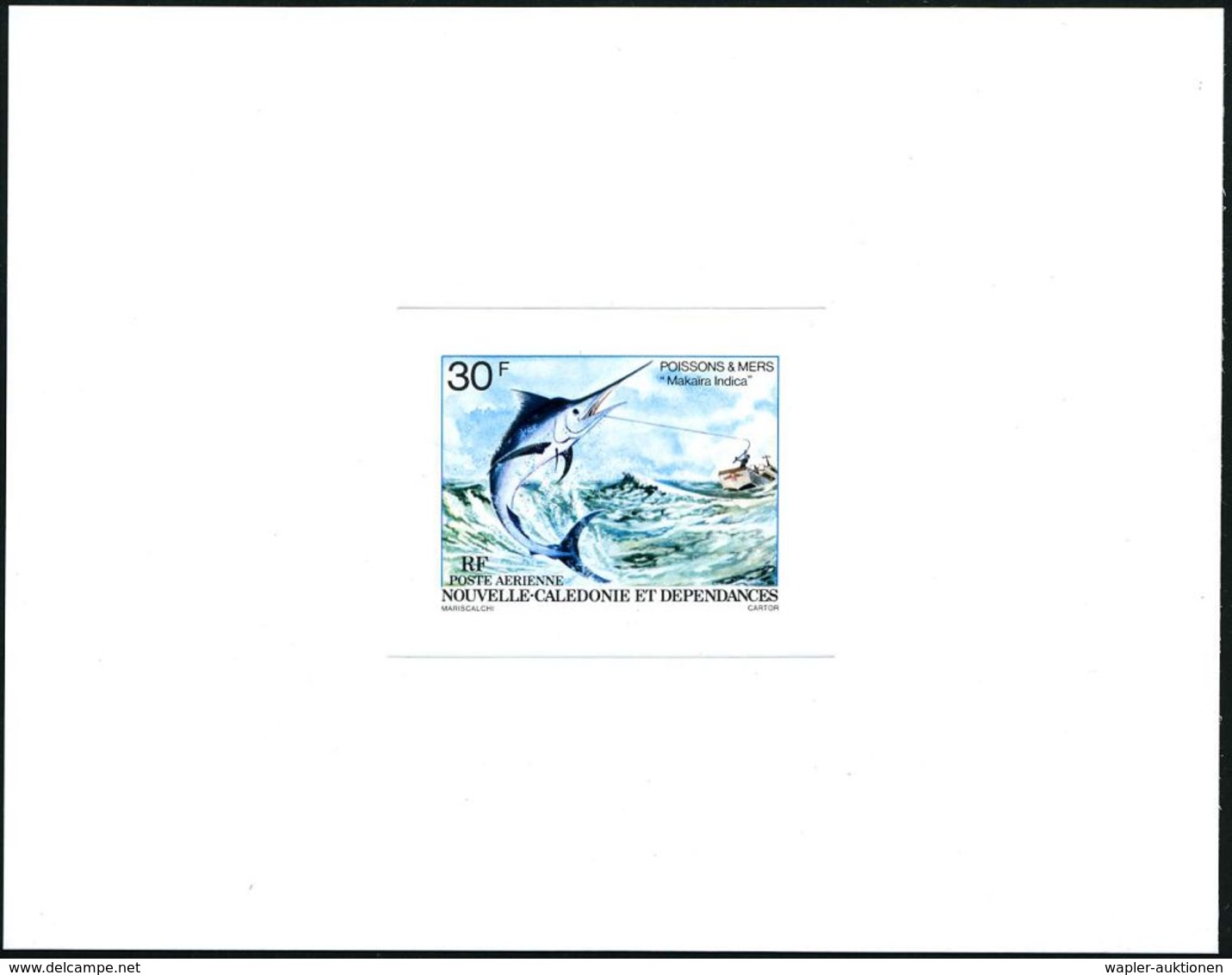 NEUKALEDONIEN 1979 30 F. Hochseeangeln = "Blauer Marlin" (Schwertfisch) , U N G E Z .  Einzelabzug Als Kleinbogen ("Epre - Sonstige & Ohne Zuordnung