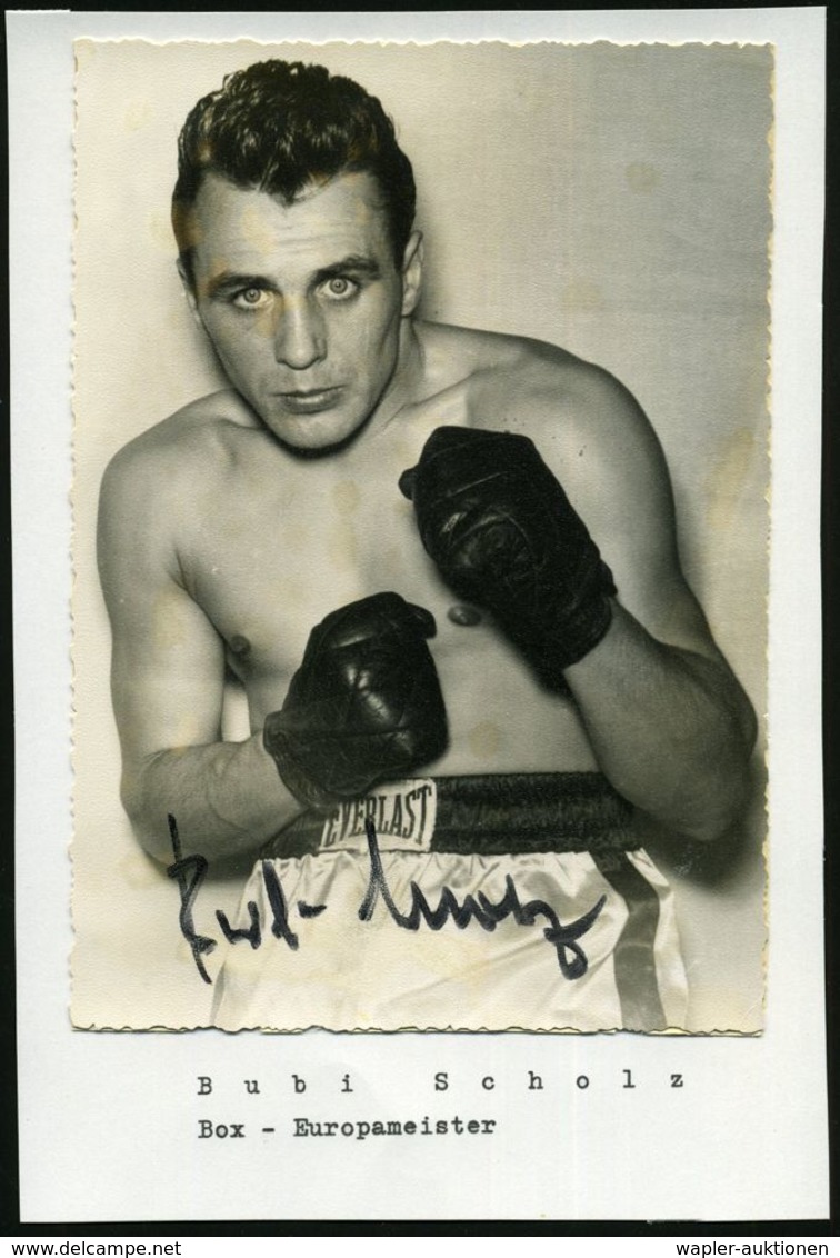 B.R.D. 1958 S/w.-Foto-Ak. + Orig. Autogramm: "Bubi Scholz" = Box-Europameister1958 - 1961, 1964 (* 1930 - 2000) - - Boxe