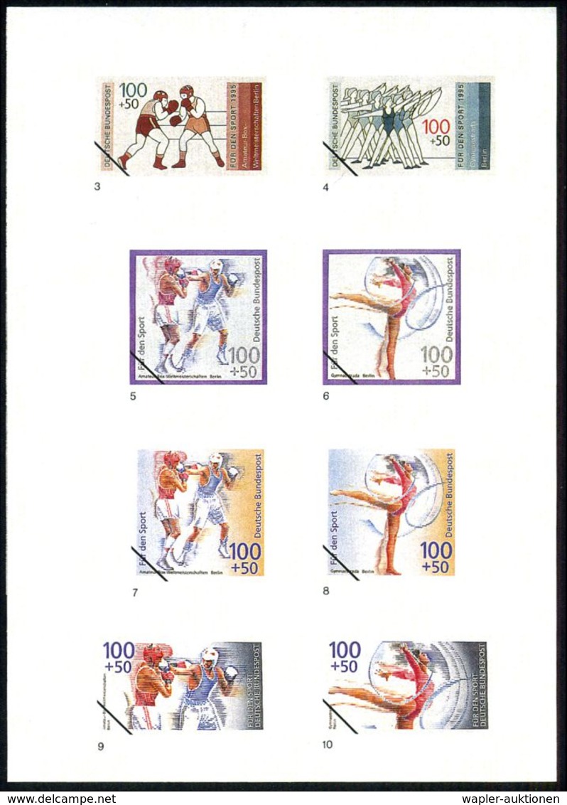 B.R.D. 1995 100 Pf.+ 50 Pf. "Box-WM" U. 100 Pf.+ 50 Pf. "10.Gymnaestrada" (Berlin) Je 15 Verschied. Color-Alternativ-Ent - Boksen