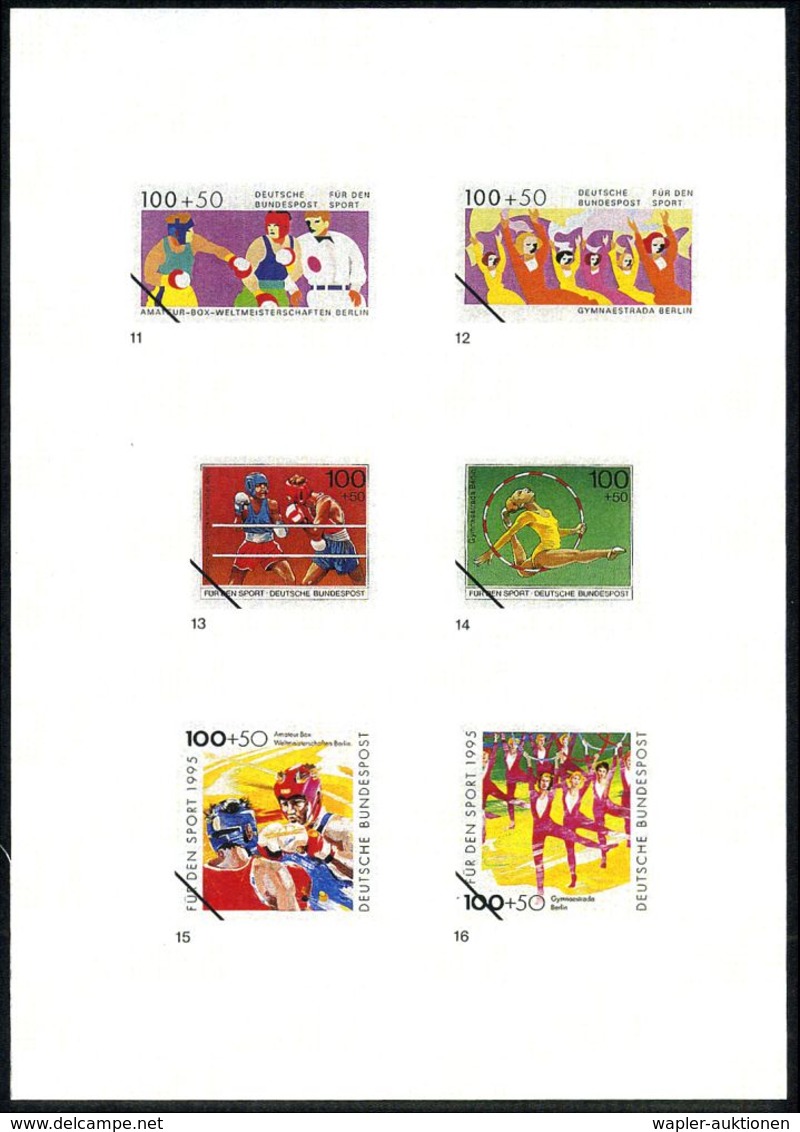 B.R.D. 1995 100 Pf.+ 50 Pf. "Box-WM" U. 100 Pf.+ 50 Pf. "10.Gymnaestrada" (Berlin) Je 15 Verschied. Color-Alternativ-Ent - Boxen