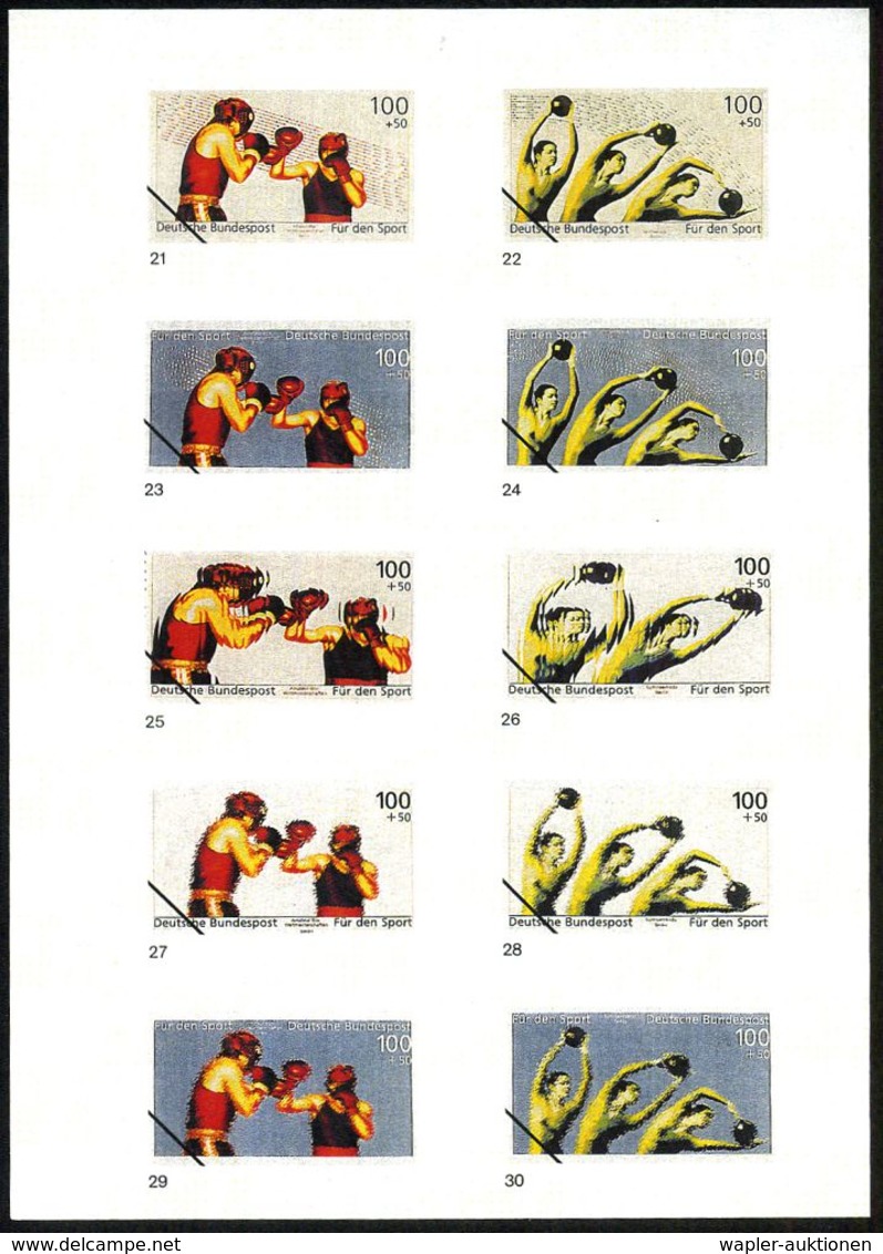 B.R.D. 1995 100 Pf.+ 50 Pf. "Box-WM" U. 100 Pf.+ 50 Pf. "10.Gymnaestrada" (Berlin) Je 15 Verschied. Color-Alternativ-Ent - Boxing