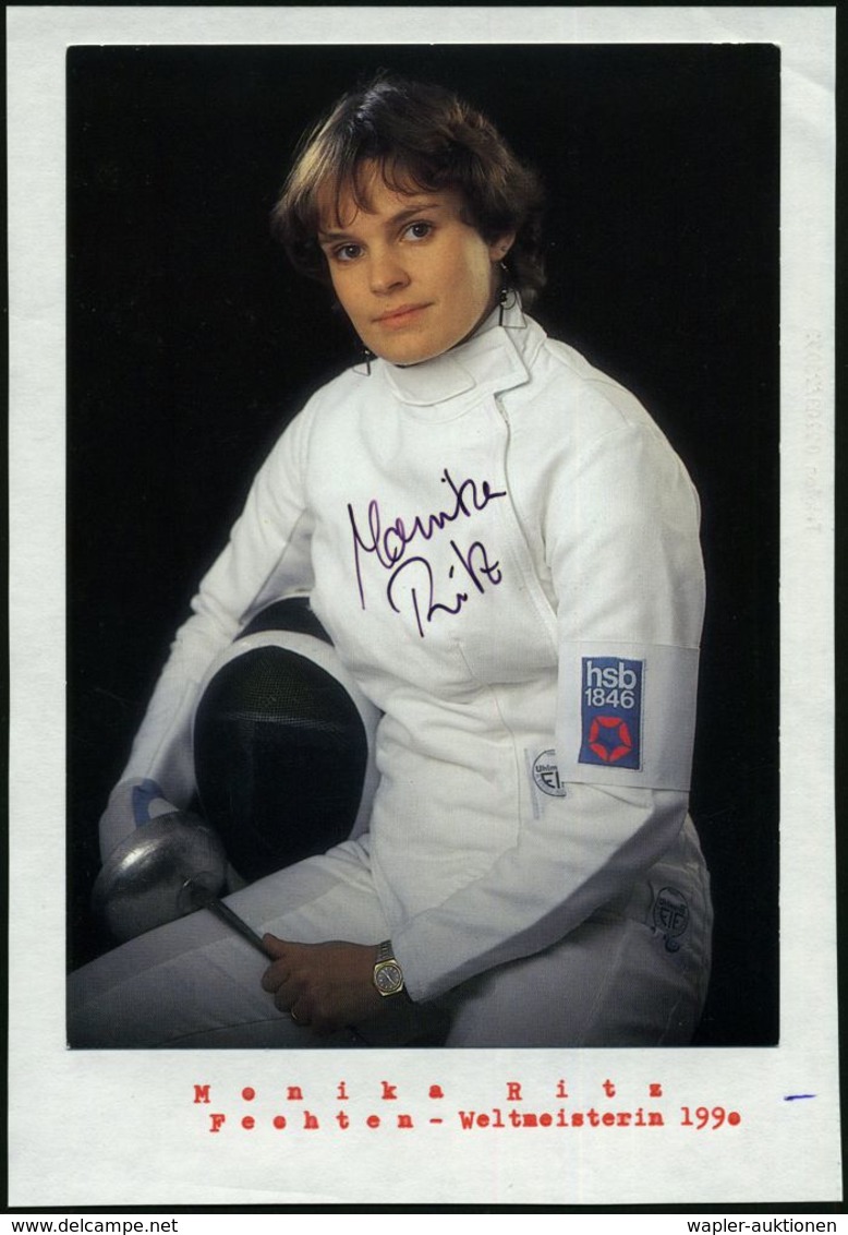 B.R.D. 1990 Color-Foto: Monika Ritz + Autogramm = Säbelfechterin, 1990 WM Gold, Mannschaft Etc. - - Escrime